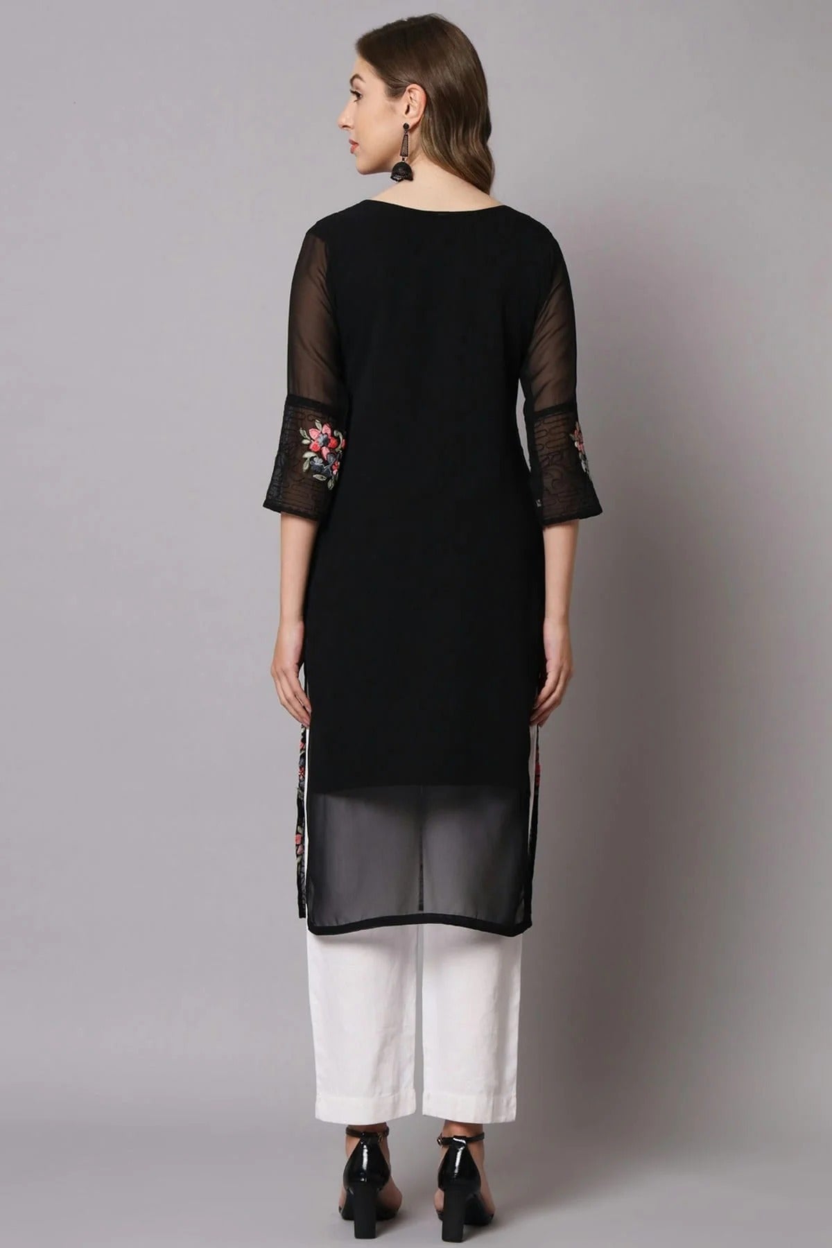 Black Colour Georgette Kurti KR1111209 A
