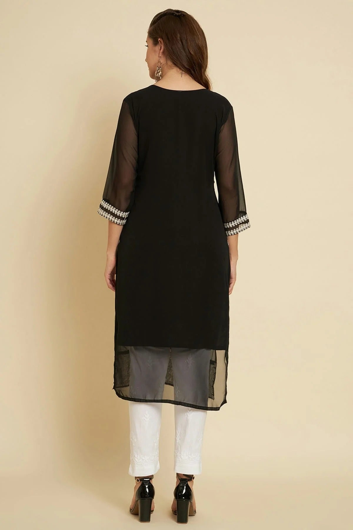 Black Colour Georgette Kurti KR1111265 A