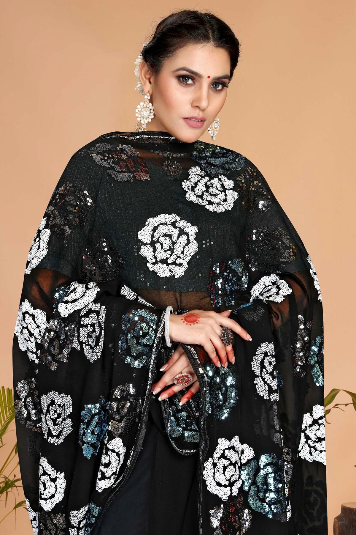 Black Colour Georgette Saree SD1090732 A