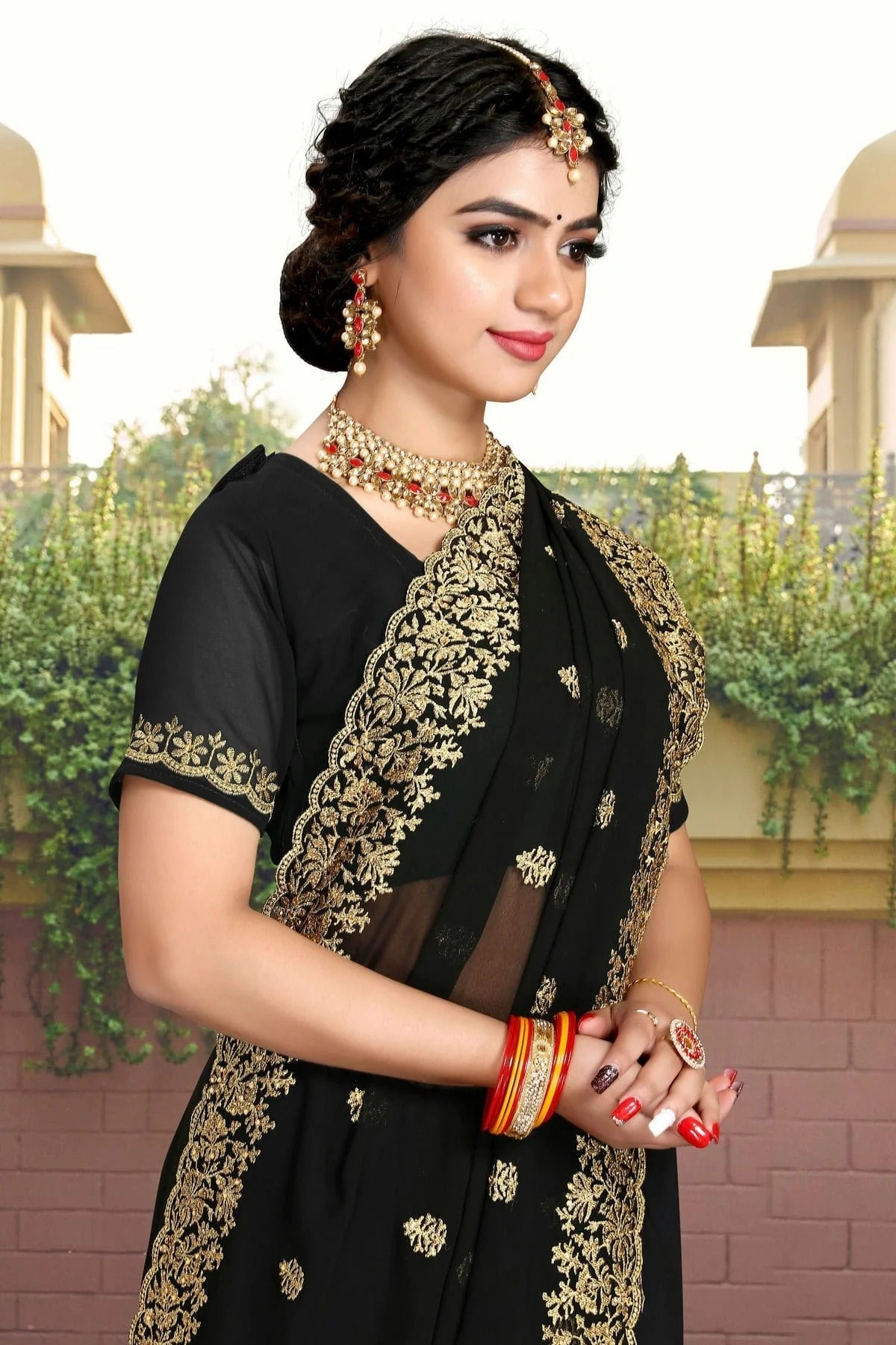 Black Colour Georgette Saree SD1090796 A