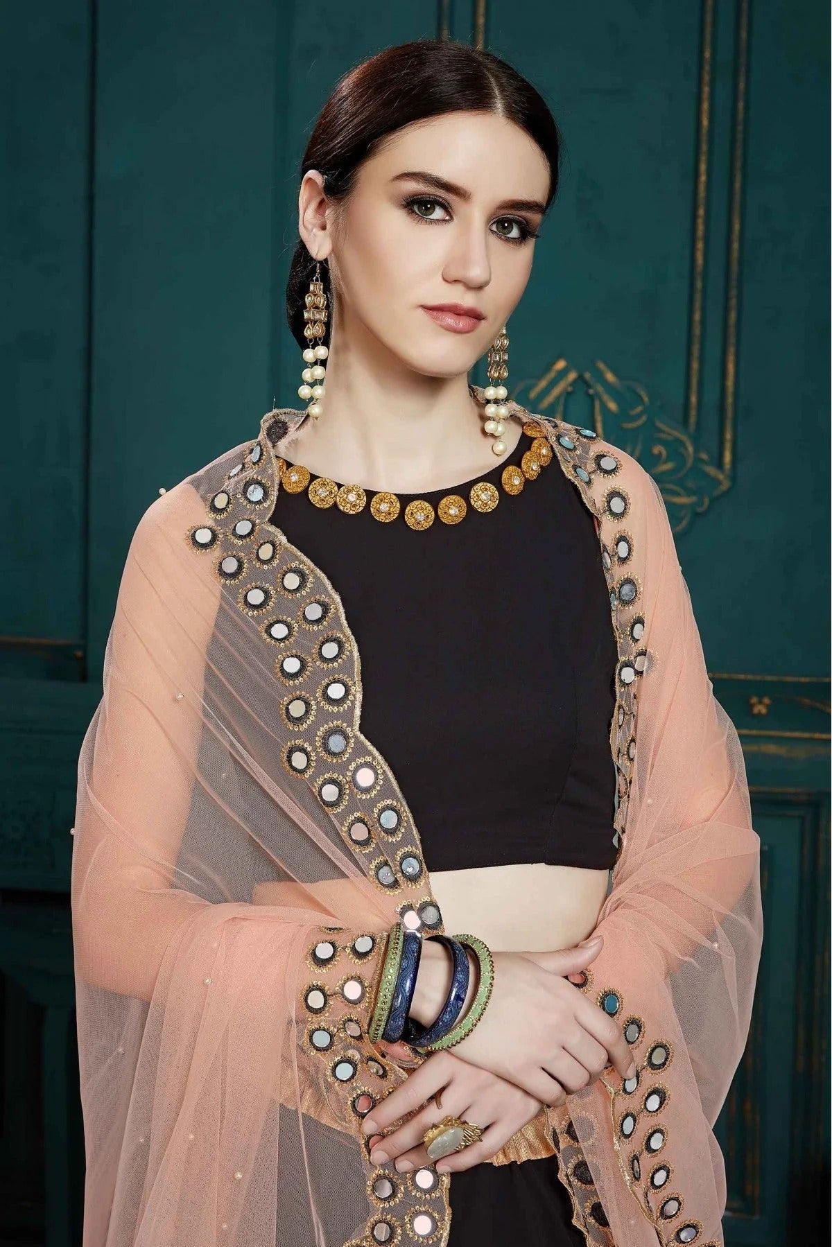 Black Colour Georgette Sequins Work Lehenga Choli LC1080411 B