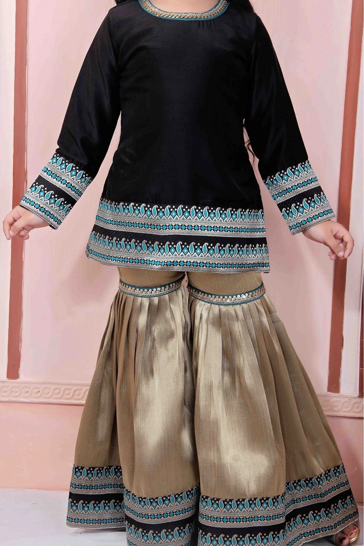 Black Colour Muslin Party Wear Sharara Suit GW1070013 B