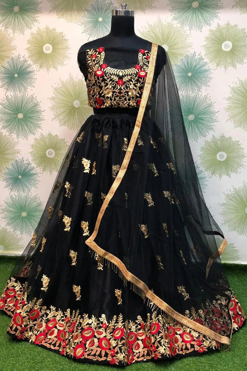 Black Colour Net Lehenga Choli LC1020055 A