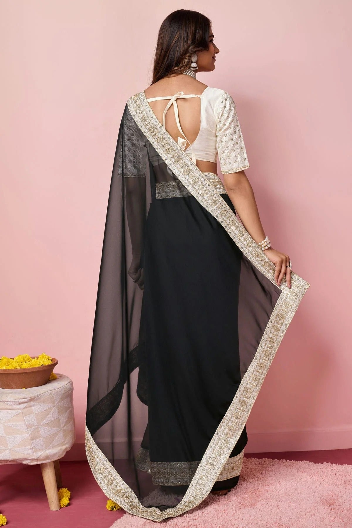 Black Colour Organza Designer Saree SD1110945 A