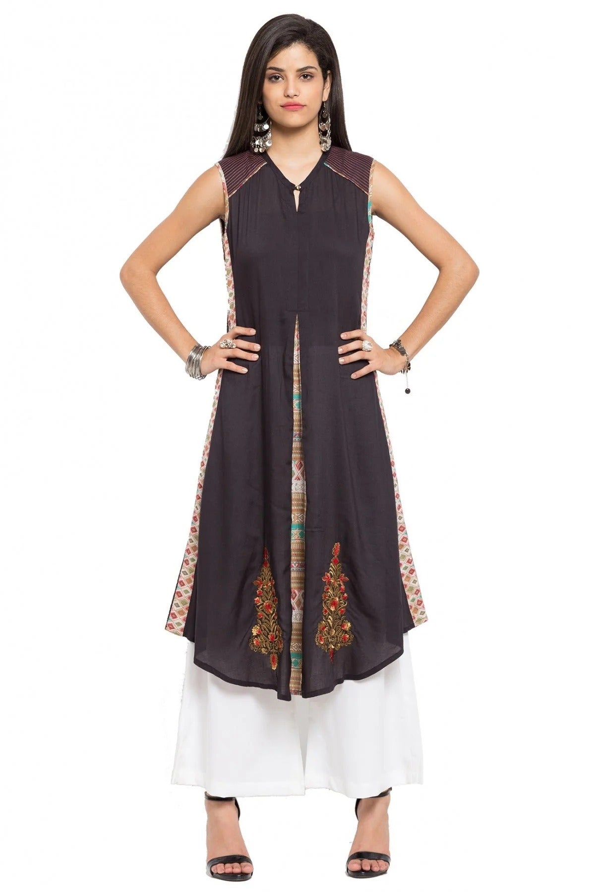 Black Colour Plus Size Cotton Kurti KR1070411
