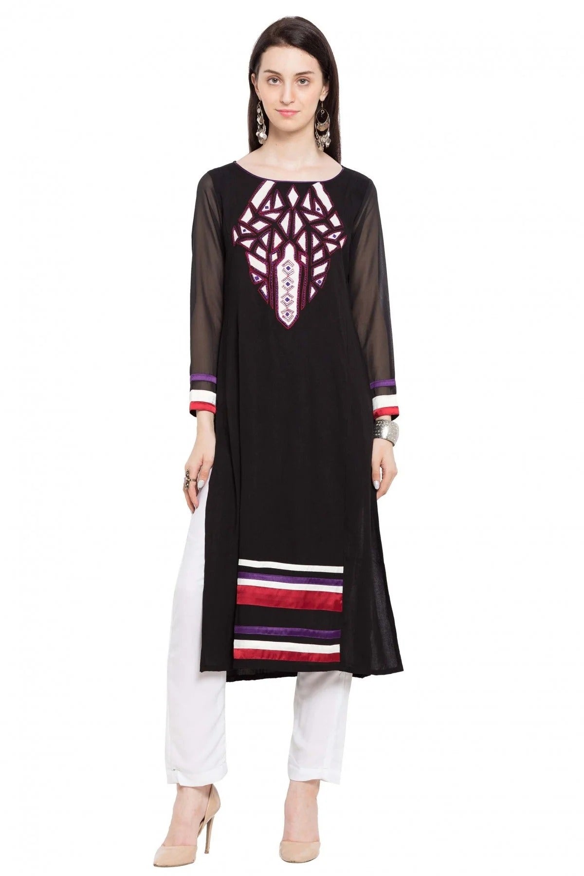 Black Colour Plus Size Cotton Kurti KR1070423