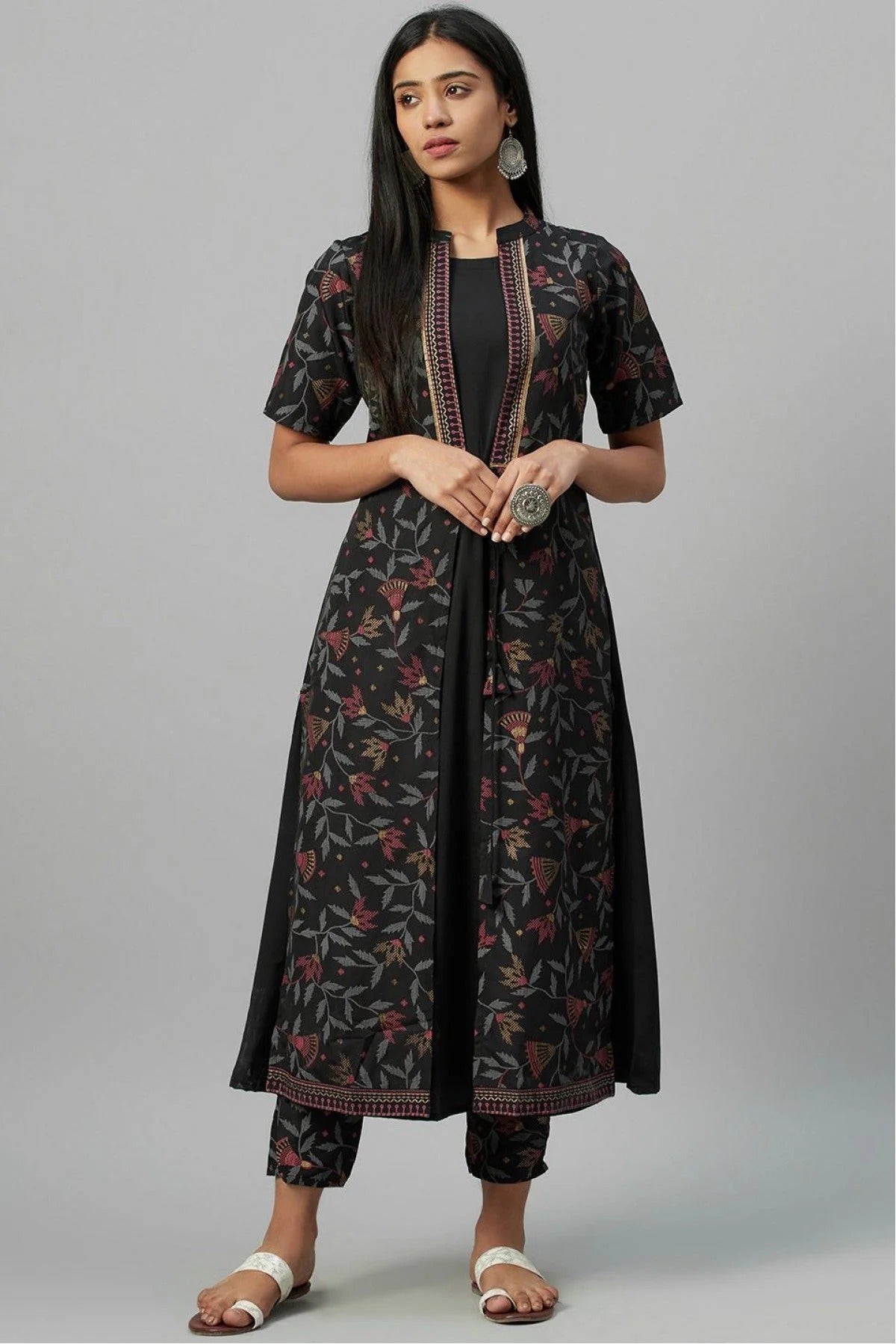 Black Colour Plus Size Crepe Party Wear Kurti KR1060049