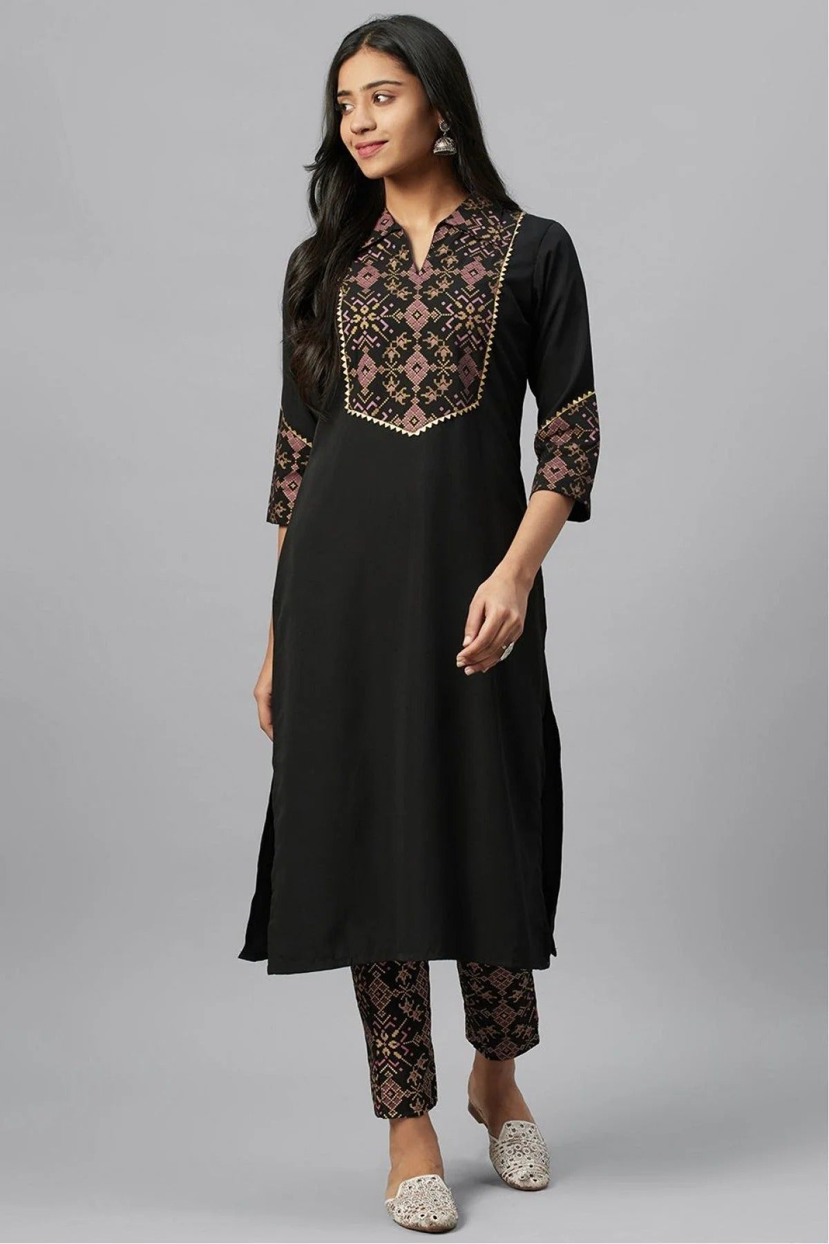 Black Colour Plus Size Crepe Party Wear Kurti KR1060052
