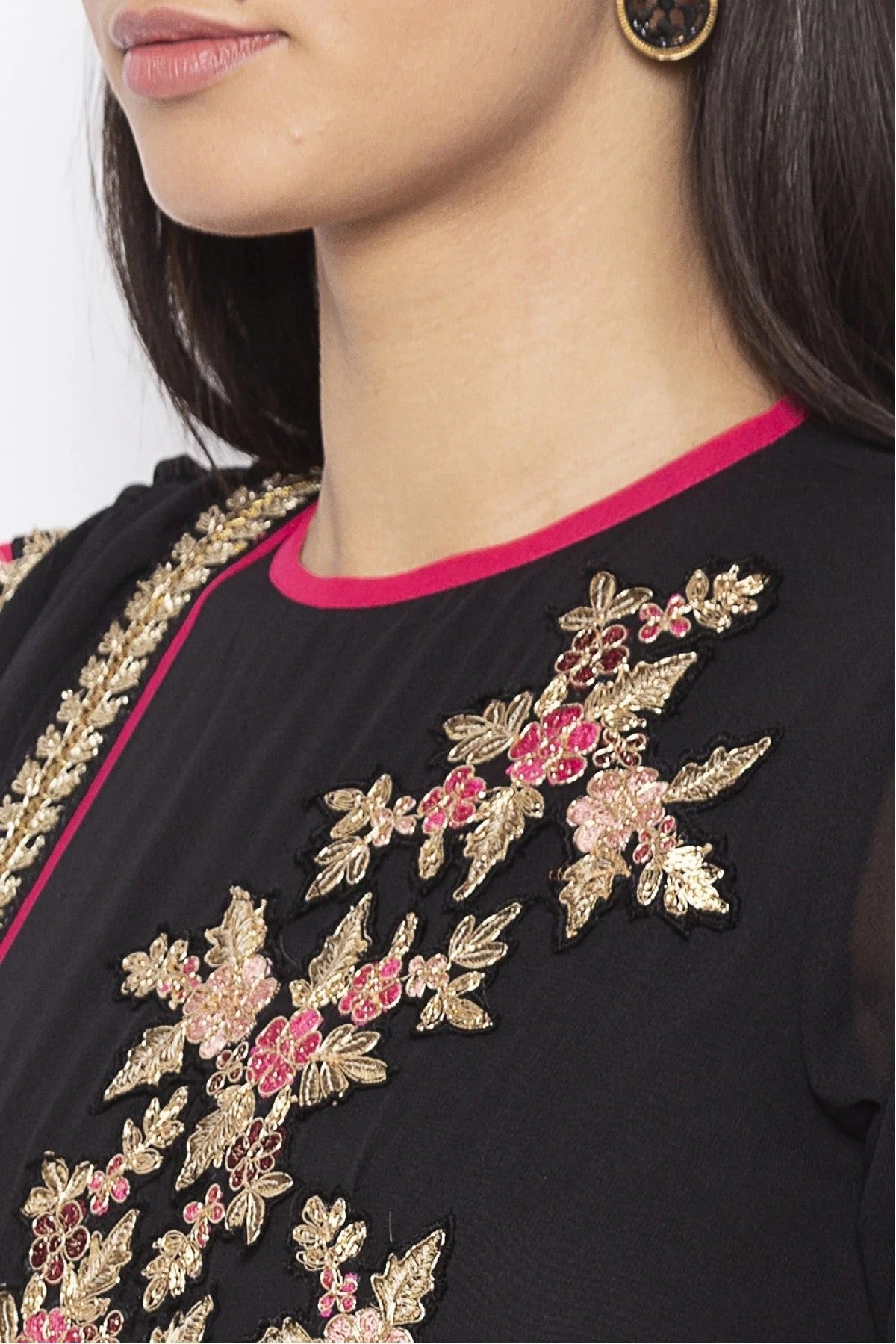 Black Colour Plus Size Georgette Embroidery Anarkali Suit BW1070317 B