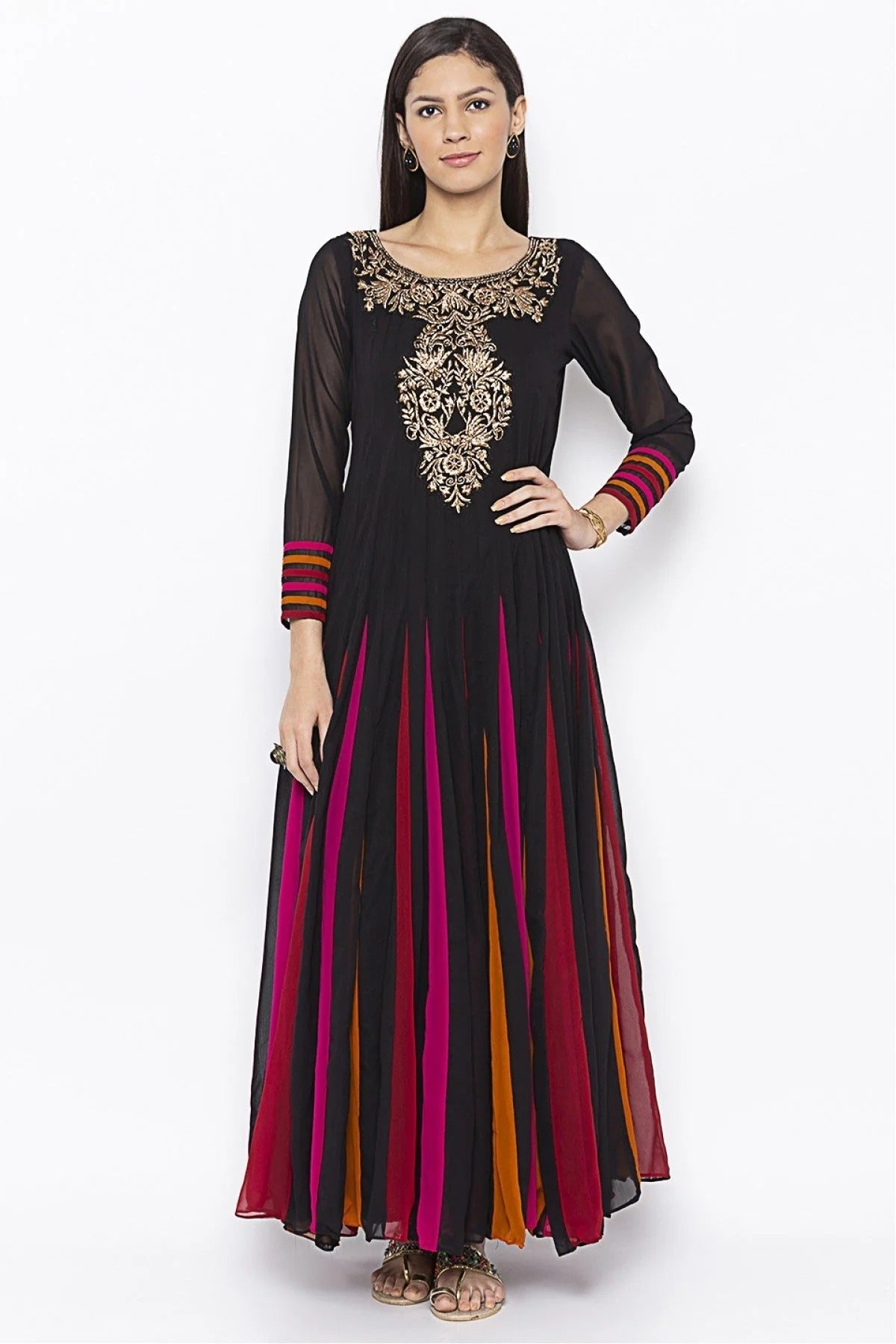 Black Colour Plus Size Georgette Embroidery Kurta Set KR1070561