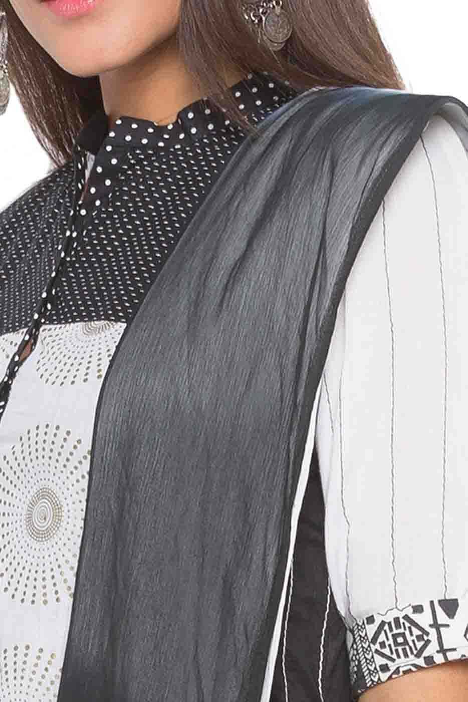 Black Colour Plus Size Stitched Cotton Embroidery Palazzo Pant Suit BW1070262 B