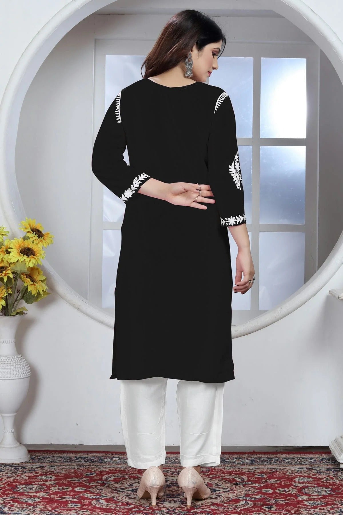 Black Colour Rayon Kurta And Pant Set KR1111334 A