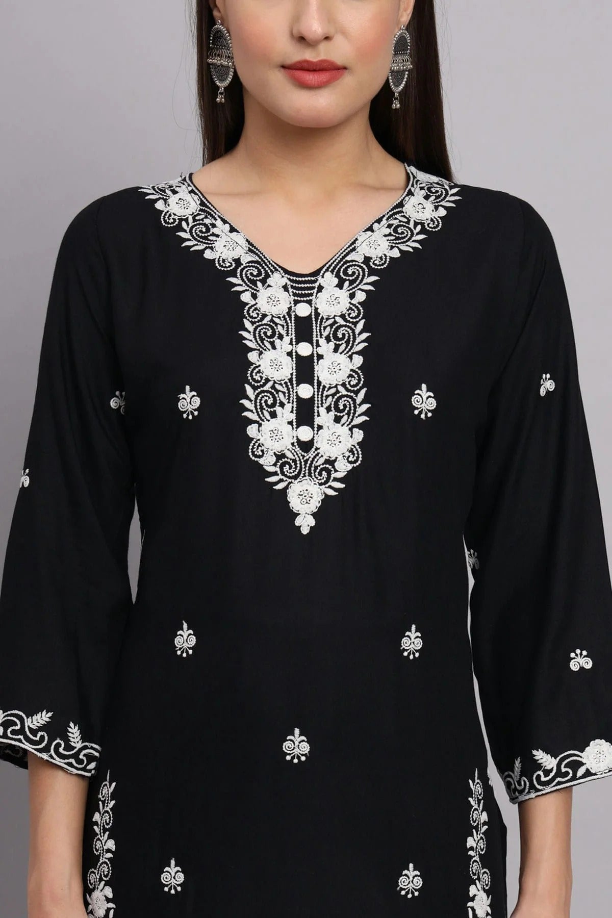 Black Colour Rayon Kurti KR1111083 A