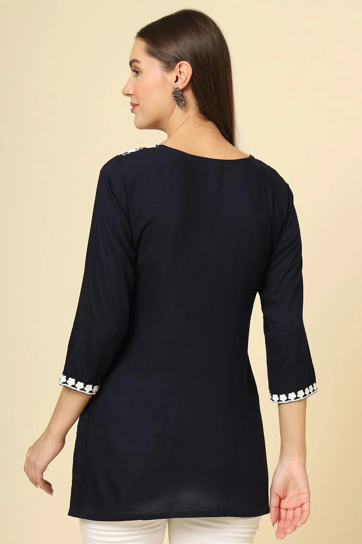 Black Colour Rayon Readymade Top TP1110858 A