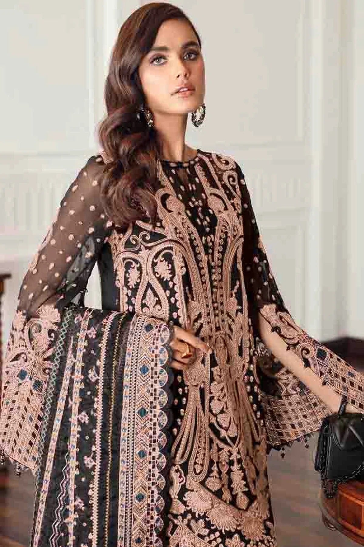 Black Colour Semi Stitched Faux Georgette Pakistani Suit SM1140709 A