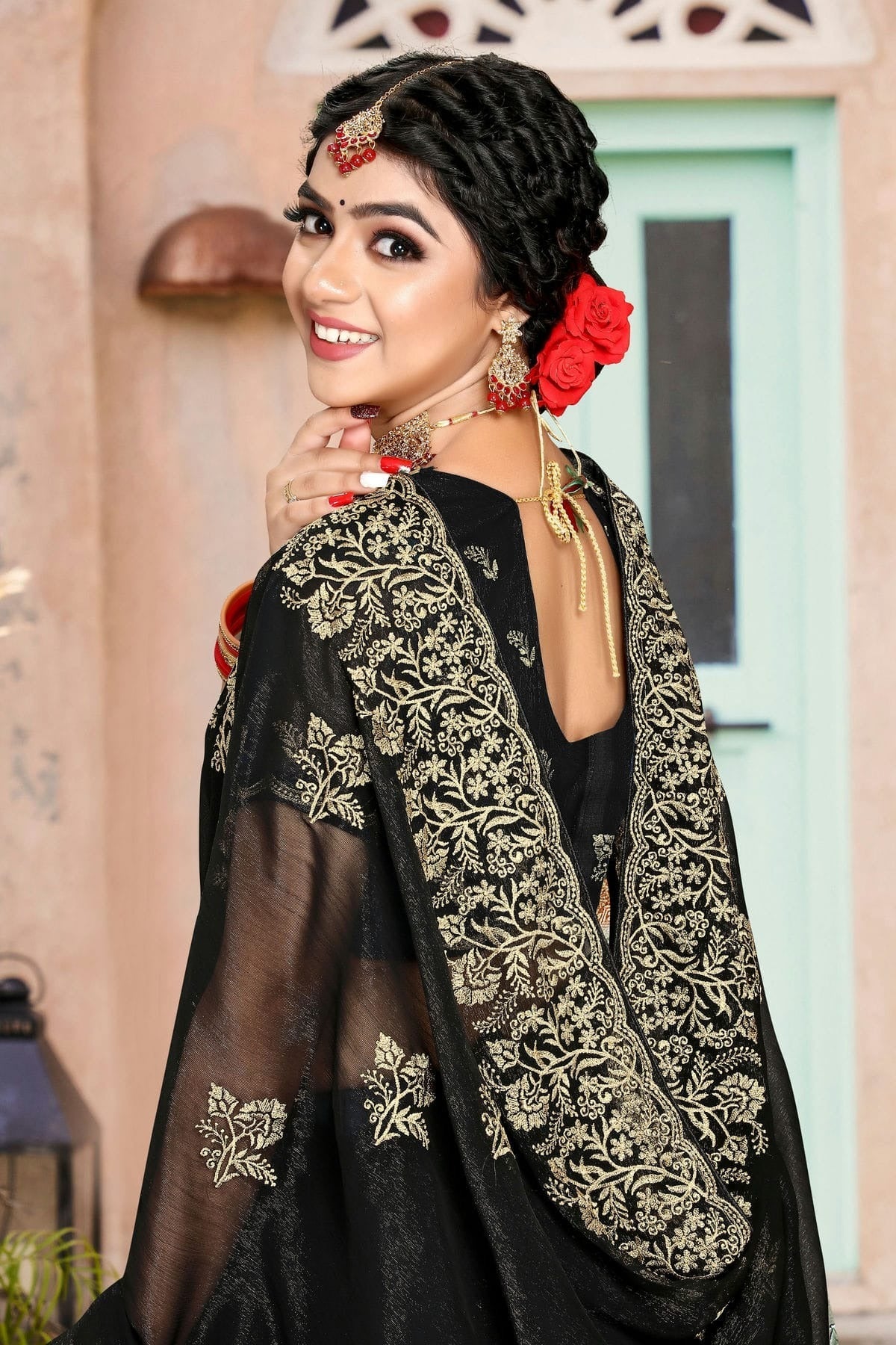 Black Colour Silk Designer Saree LC1121343 A