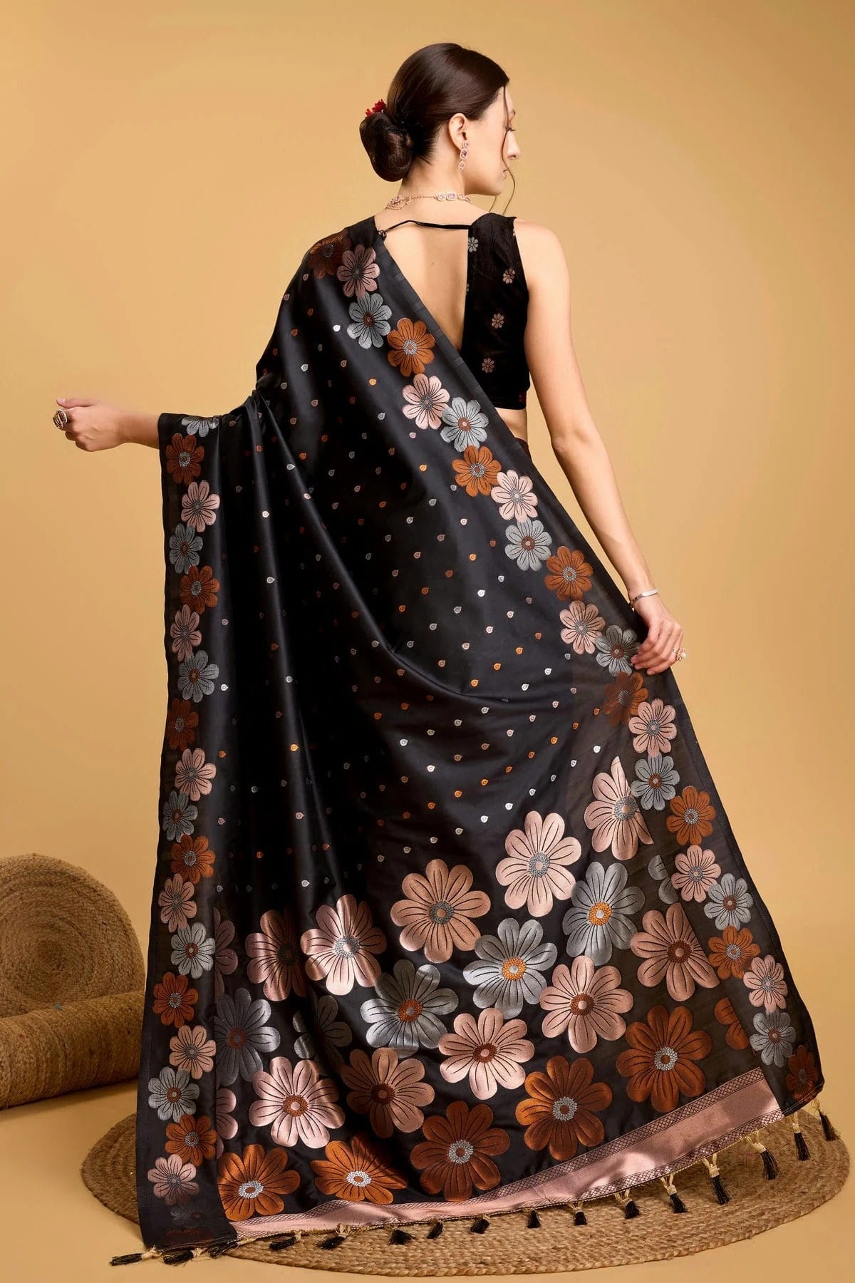 Black Colour Silk Saree SD1110071 A
