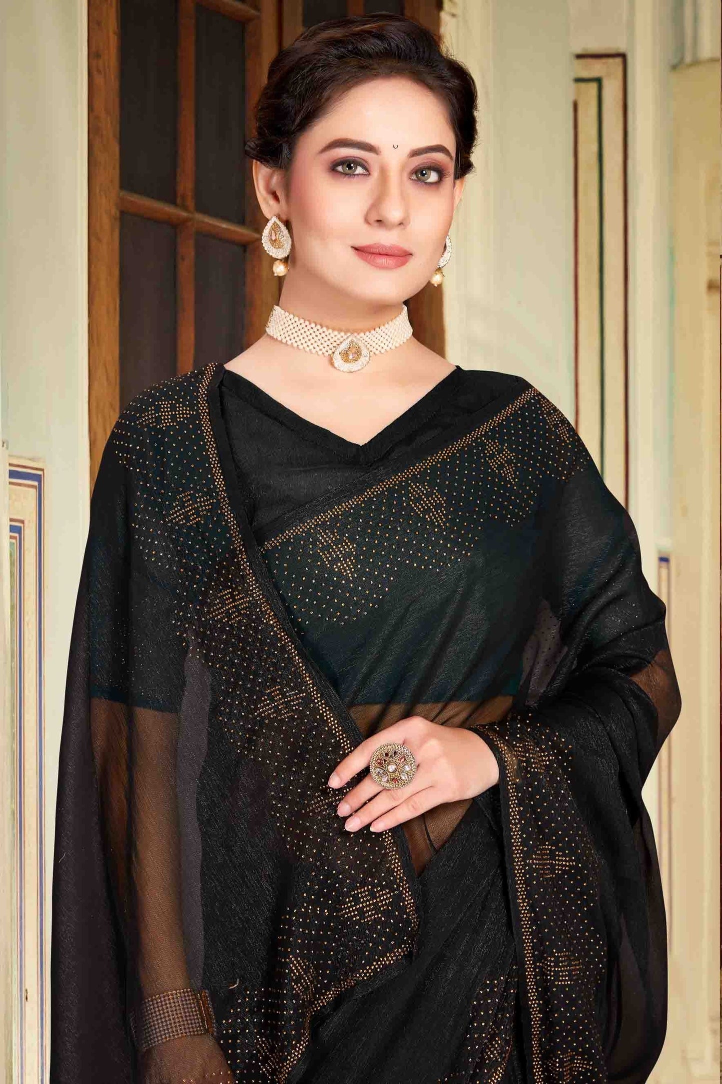 Black Colour Simmer Chiffon Designer Saree SD1121120 A