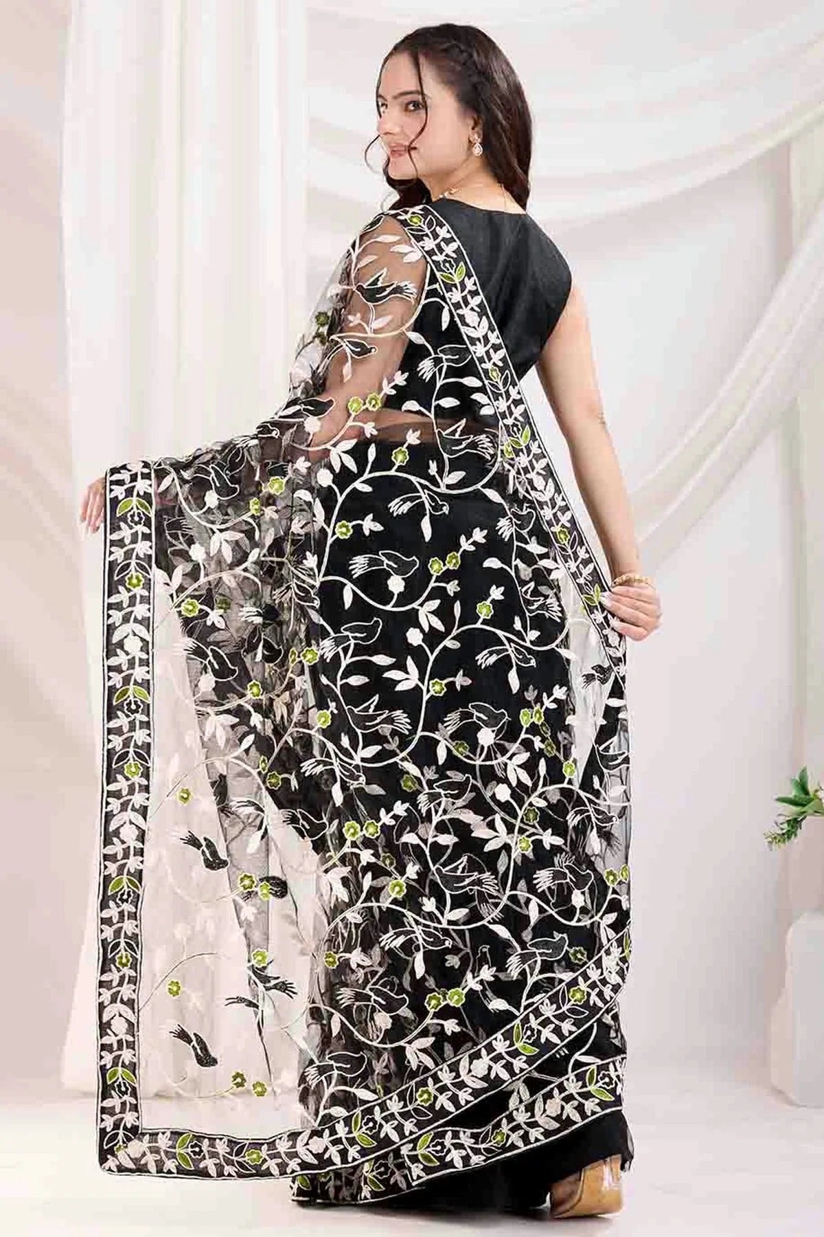 Black Colour Soft Net Designer Saree SD1112858 A