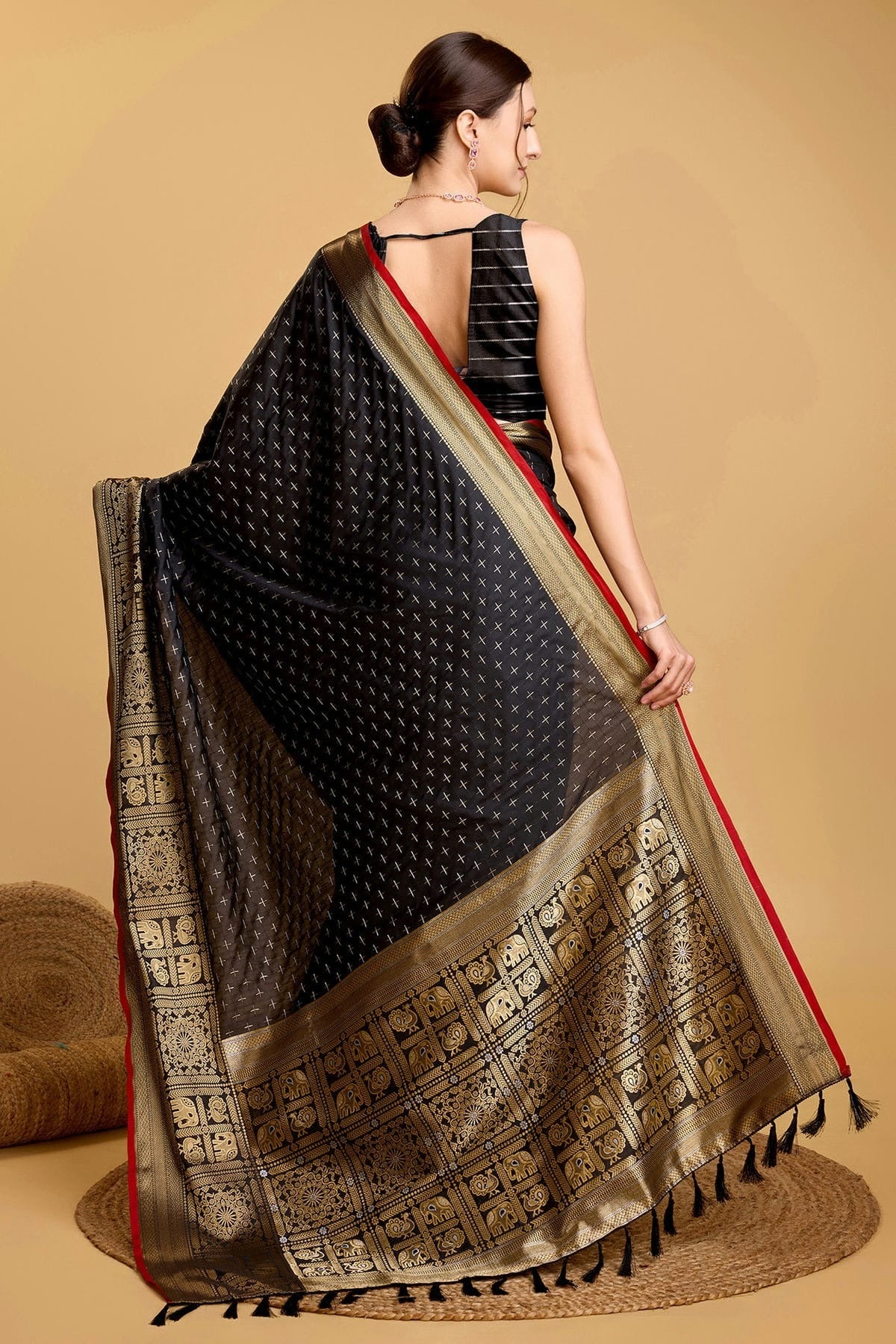 Black Colour Soft Silk Saree SD1110056 A