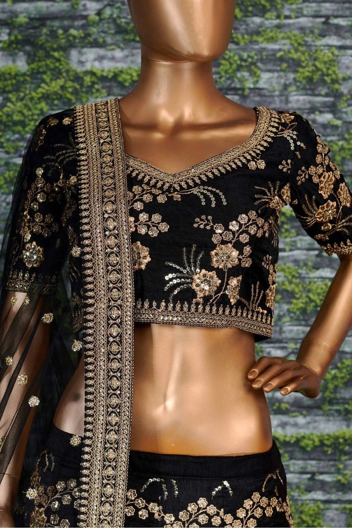 Black Colour Thai Silk Lehenga Choli LC1010057 C