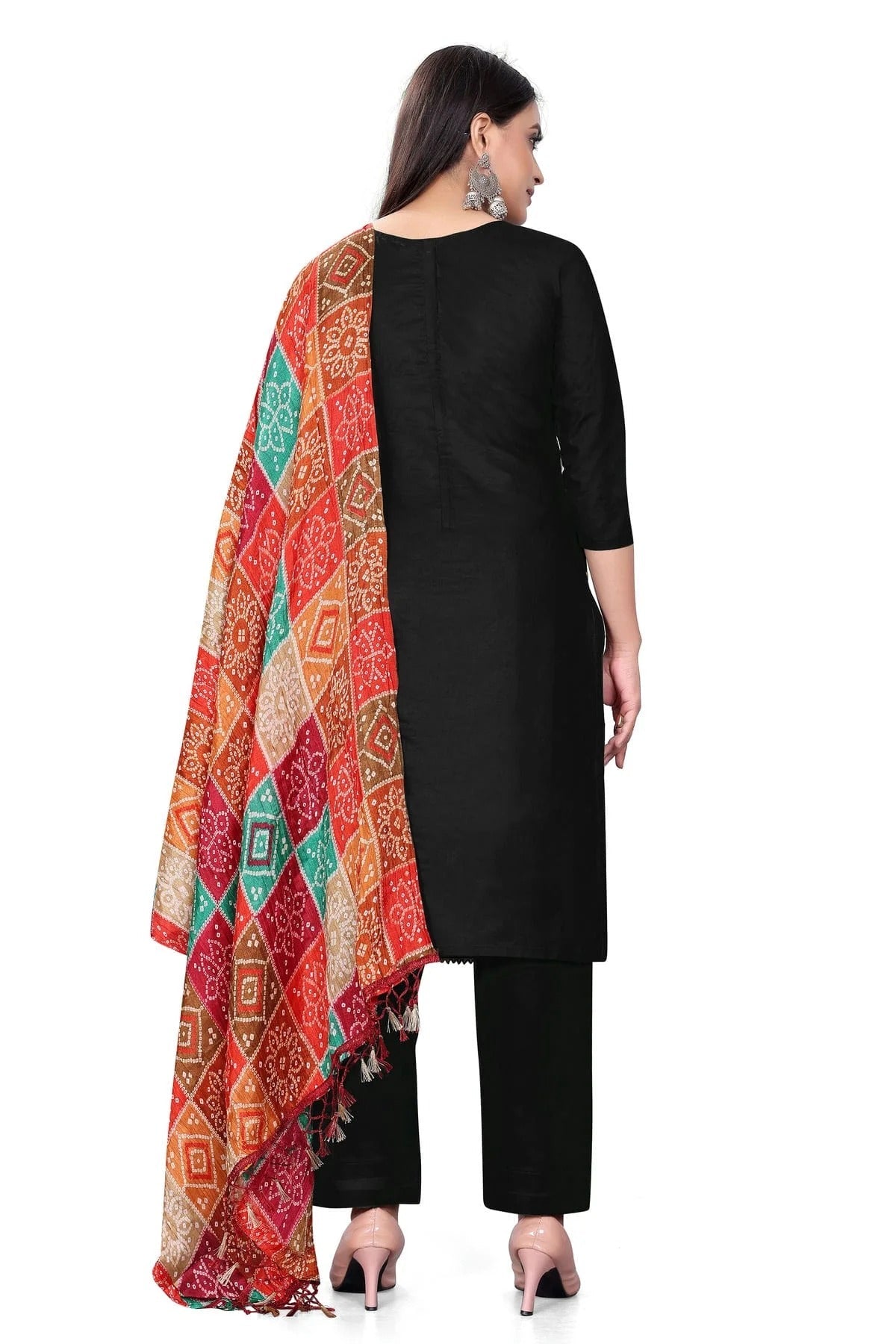 Black Colour Unstitched Cotton Pant Style Suit US1160669 A