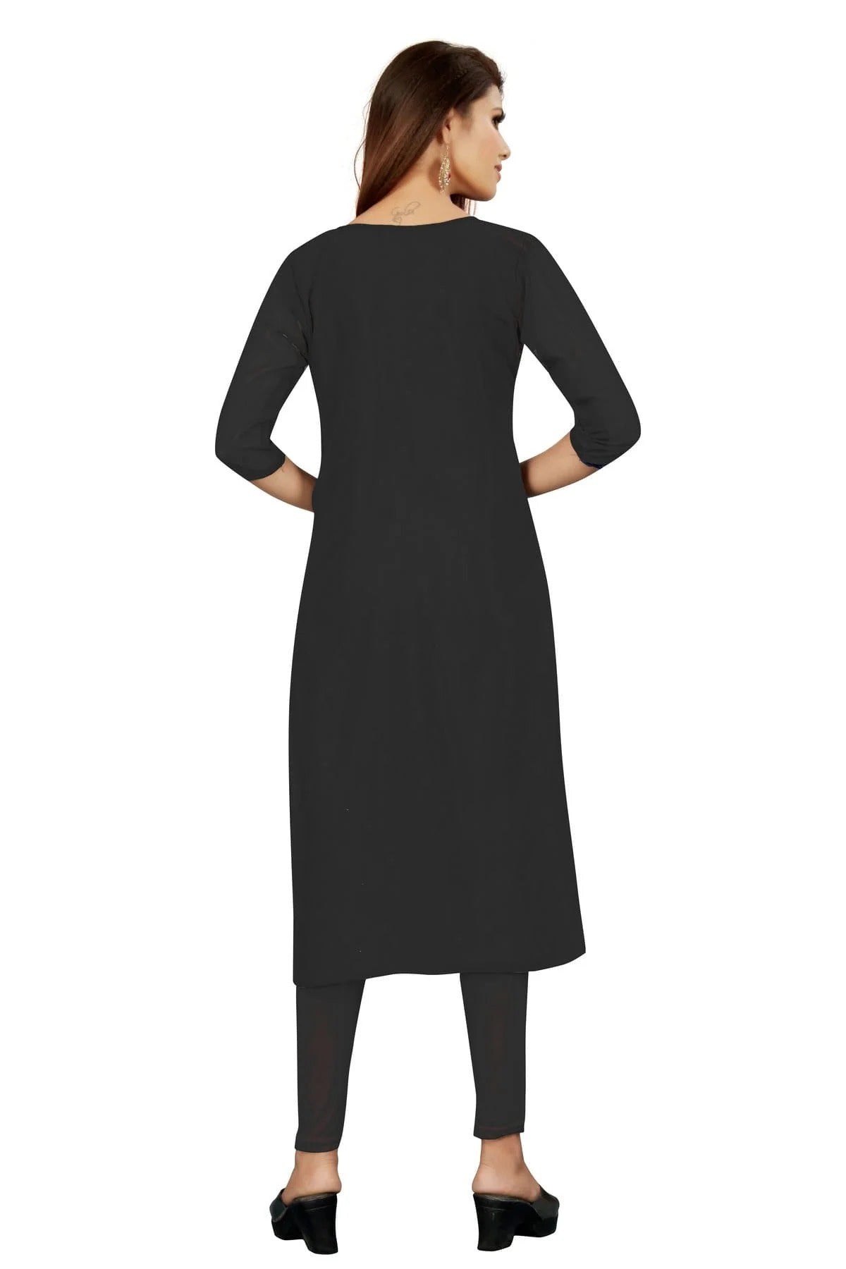 Black Colour Unstitched Georgette Straight Suit US1160744 A