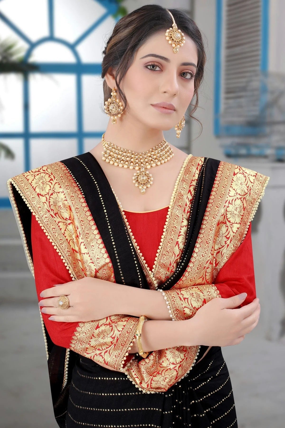 Black Colour Vichitra Silk Designer Saree LC1121461 A