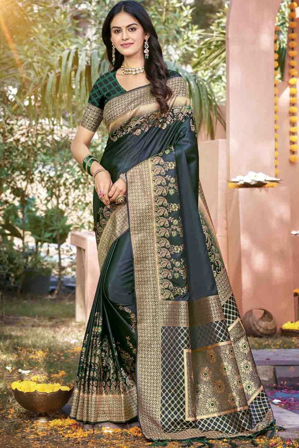 Black Colour Woven Work Silk Traditional Saree SD1103509