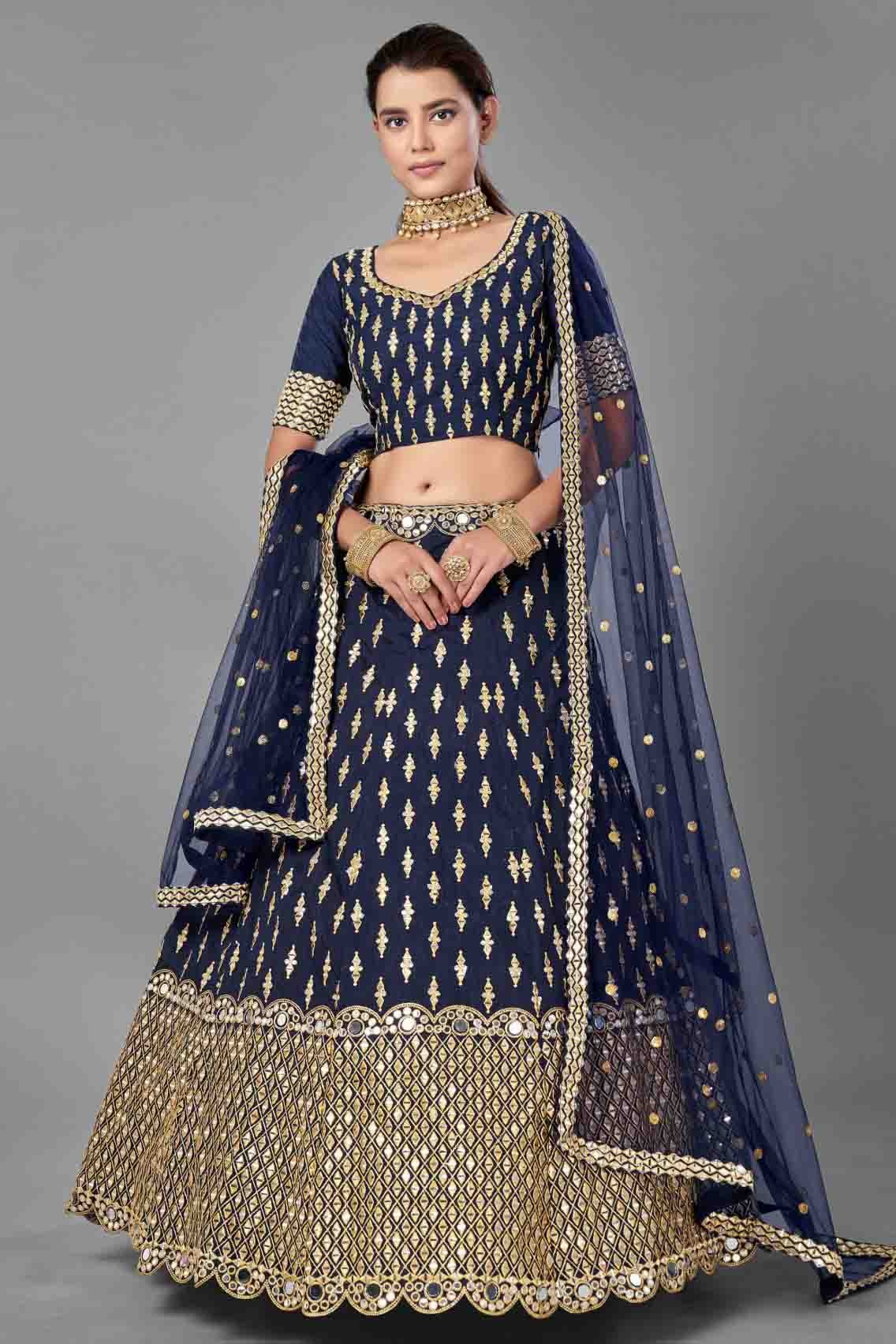 Blue Colour Art Silk Embroidery Lehenga Choli LC1080541