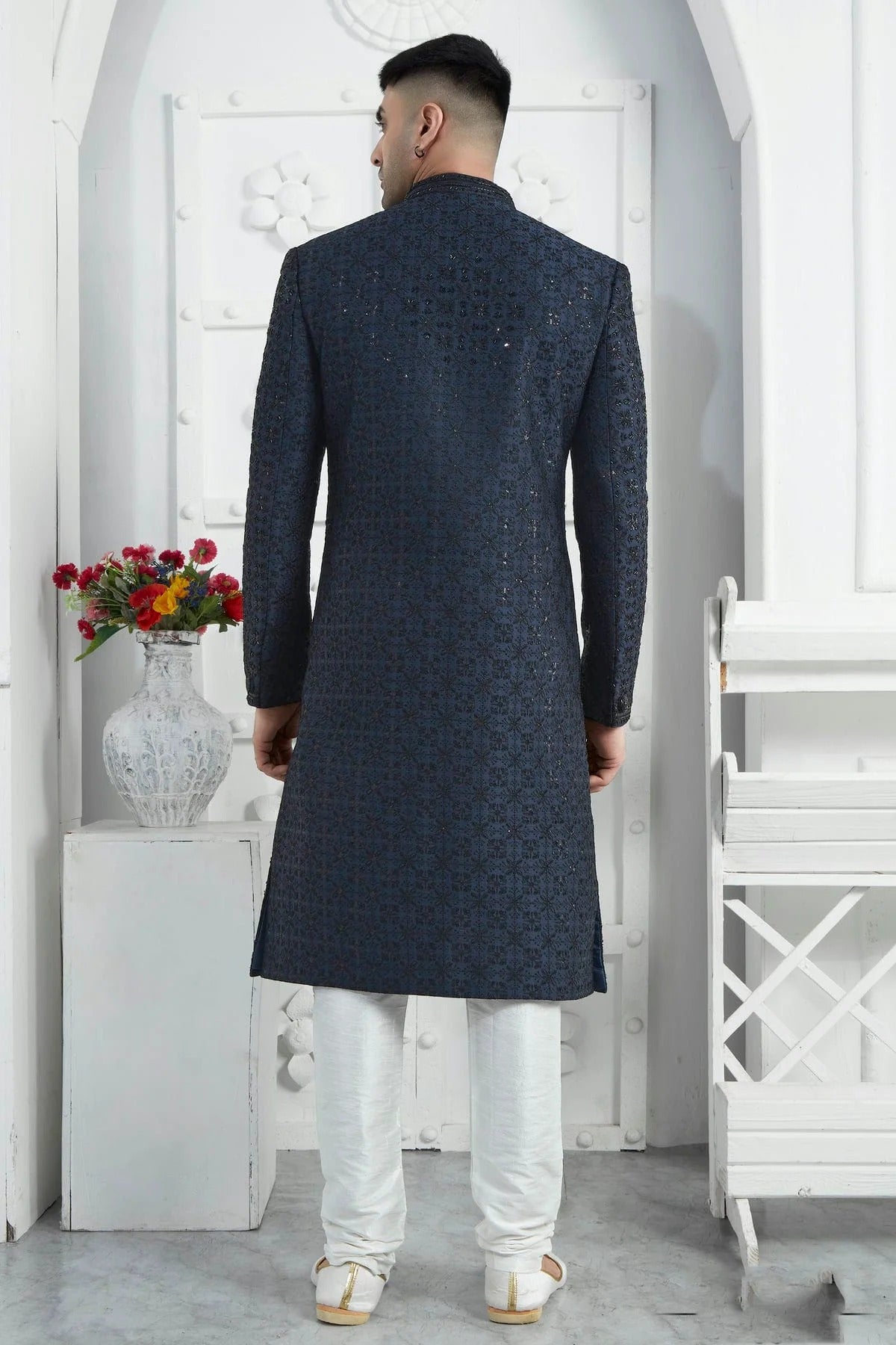 Blue Colour Art Silk Sherwani With Churidar Pant SH1230080 B