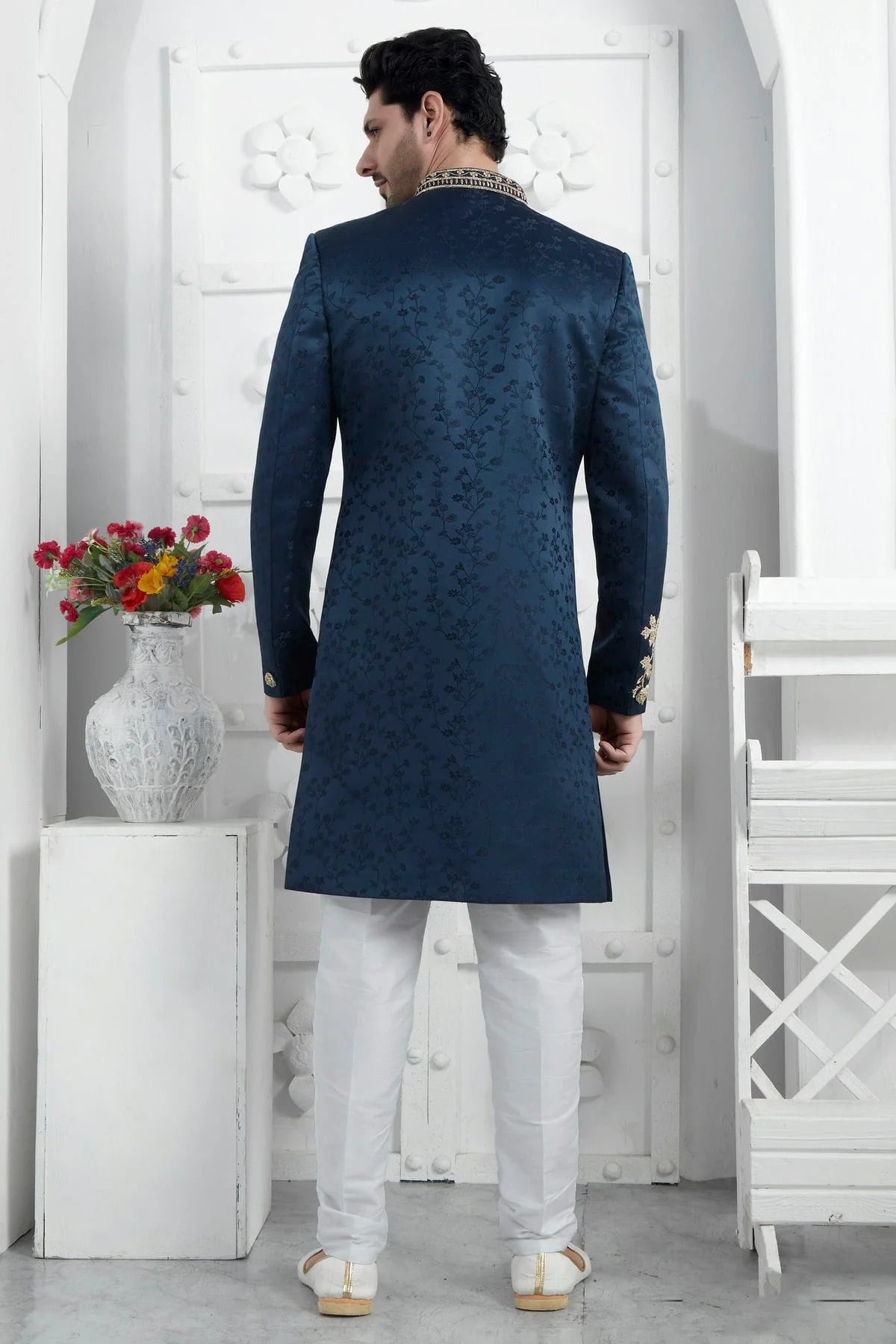Blue Colour Art Silk Sherwani With Churidar Pant SH1230081 B