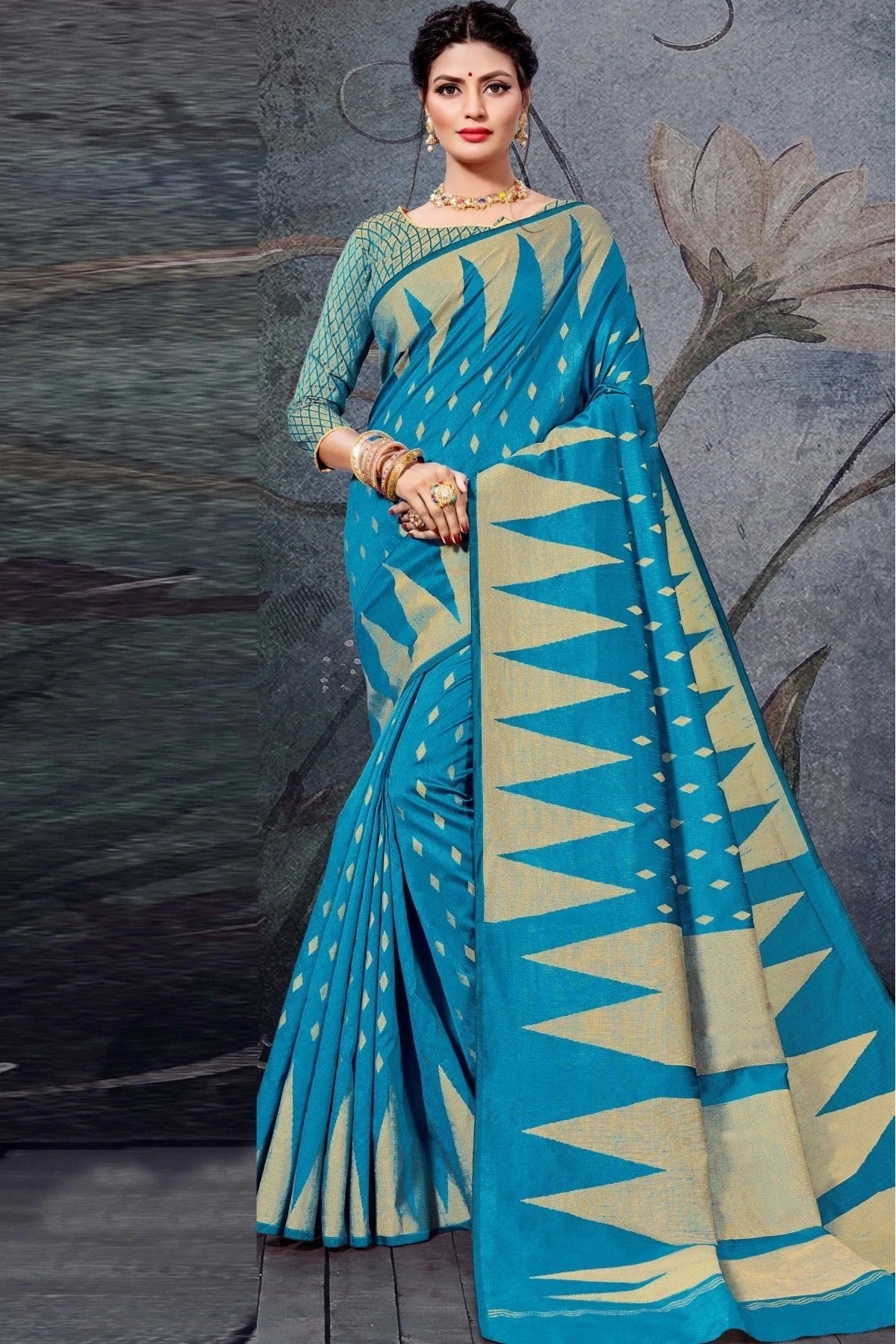 Blue Colour Cotton Handloom Woven Saree SD1100142