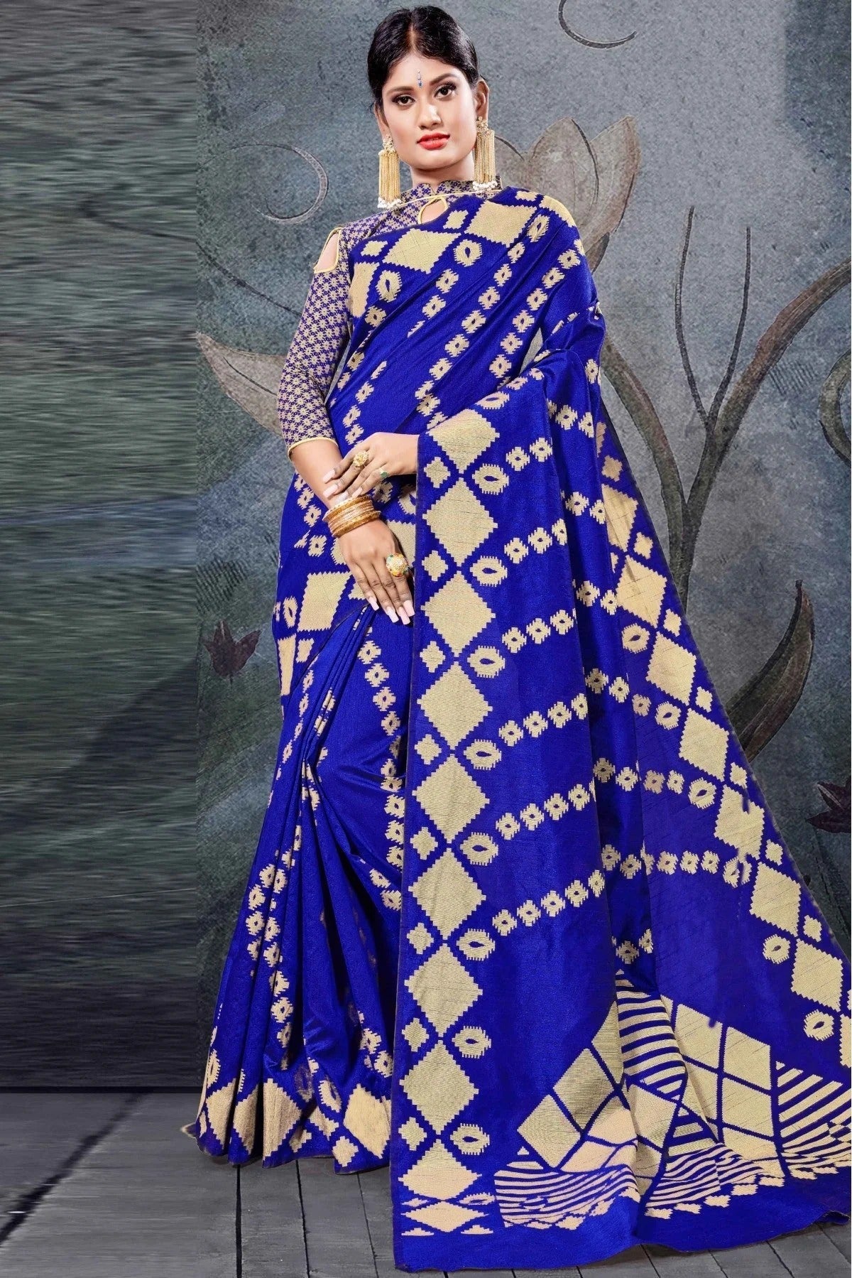 Blue Colour Cotton Handloom Woven Saree SD1100149