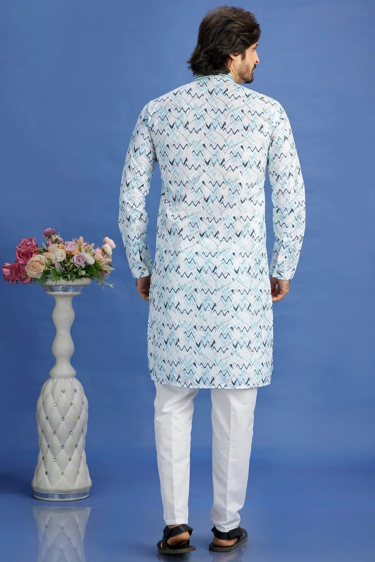 Blue Colour Cotton Pintex Work Kurta Pajama KP1230153 B
