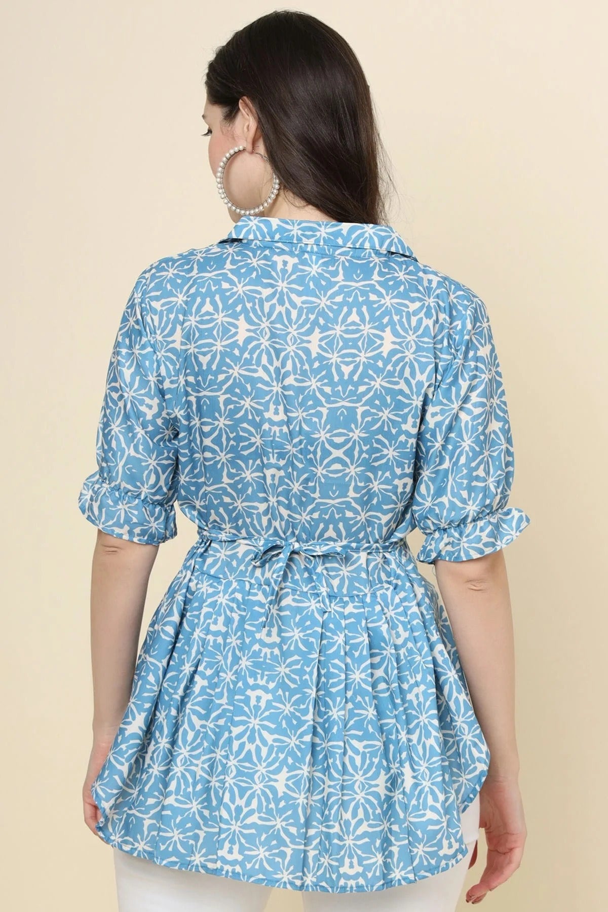 Blue Colour Cotton Printed Work Readymade Top TP1110775 A