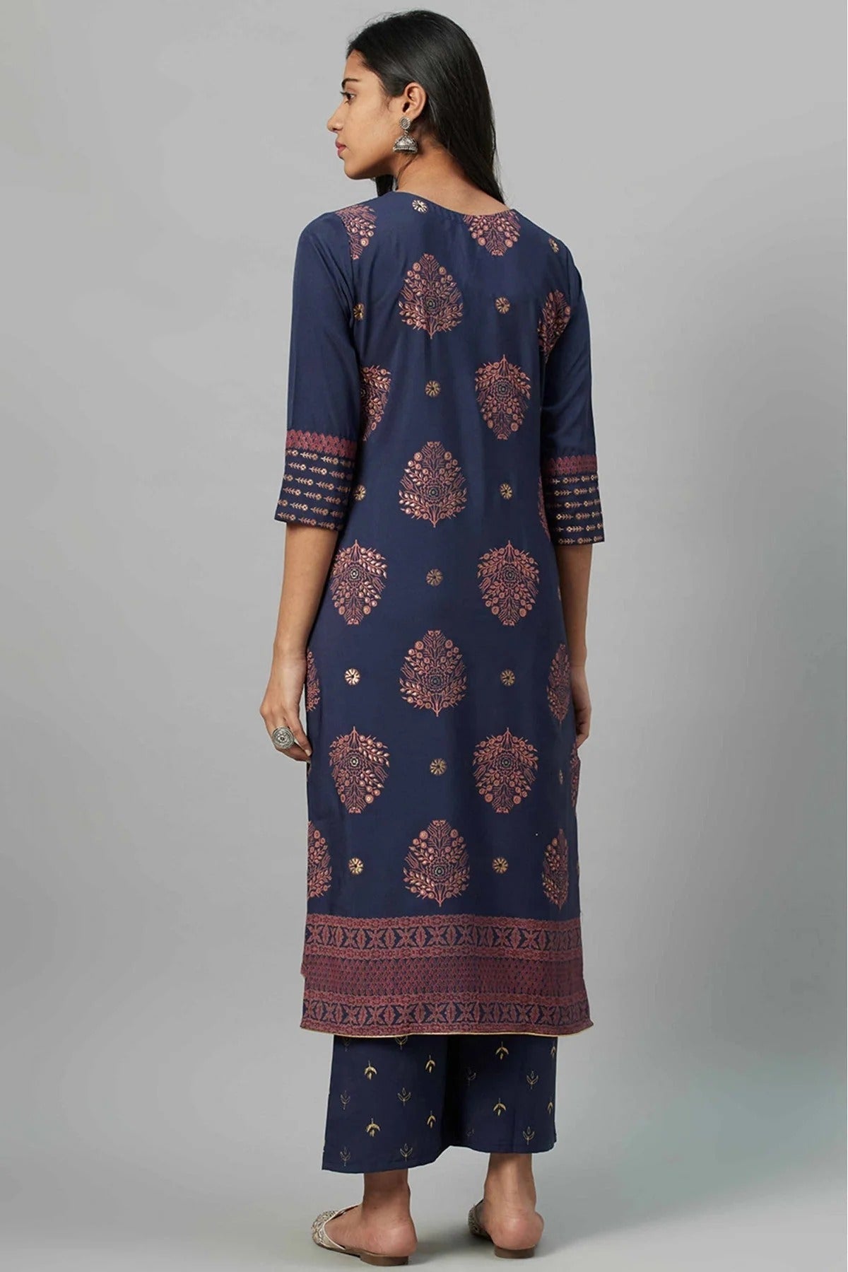 Blue Colour Crepe Foil Print Kurti KR1060238 B