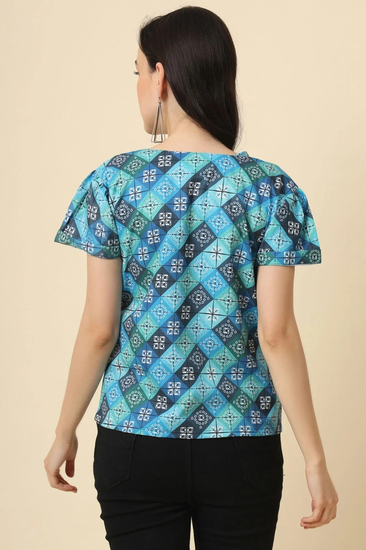 Blue Colour Crepe Readymade Top TP1110839 A
