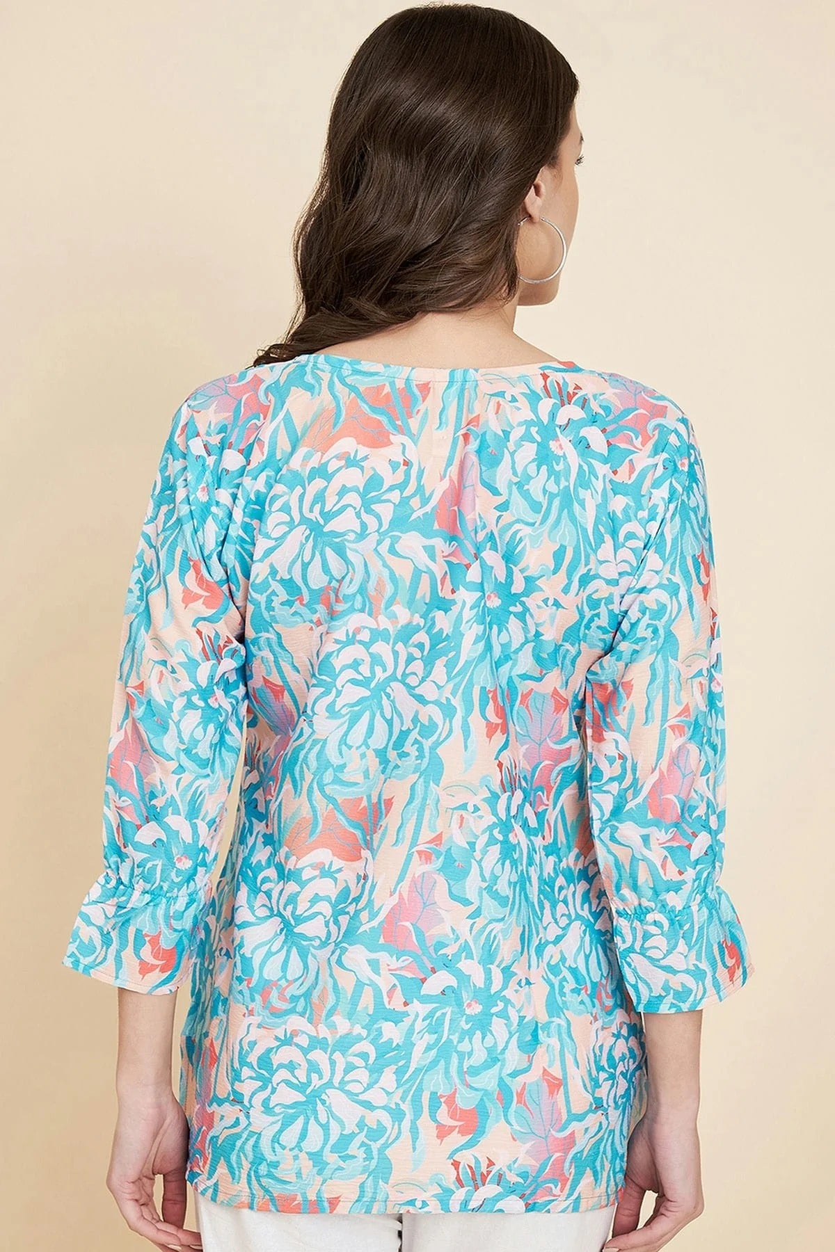 Blue Colour Crush Crepe Readymade Top TP1110844 A