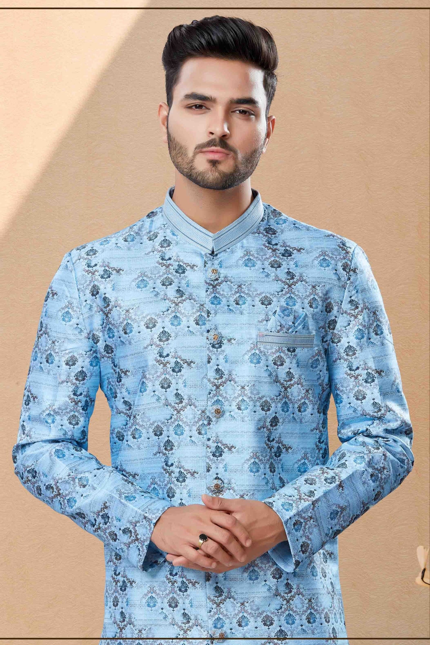 Blue Colour Dhoti Sherwani In Jacquard Fabric SH1040388 A