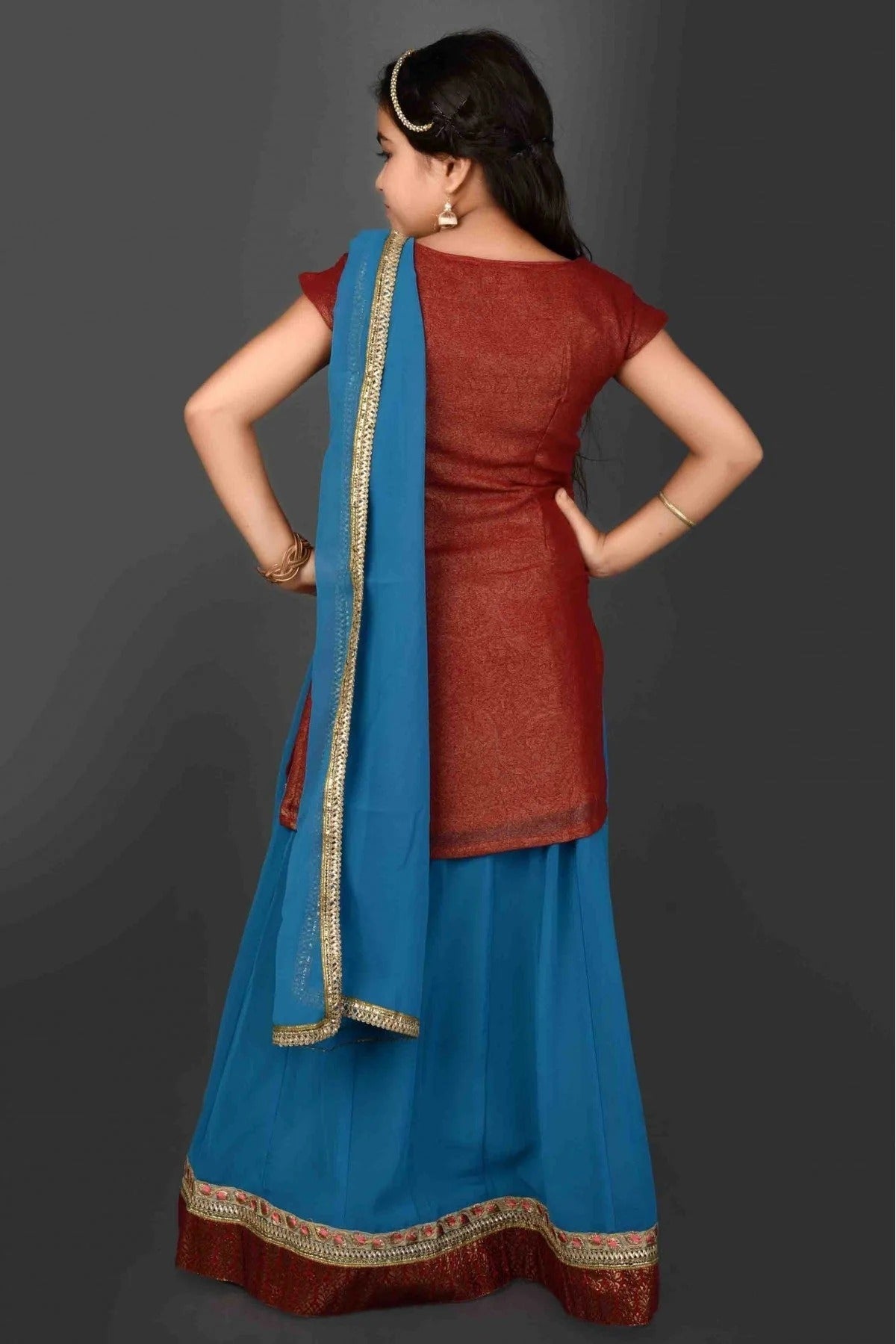 Blue Colour Faux Georgette Embroidery Lehenga Suit GW1070041 A