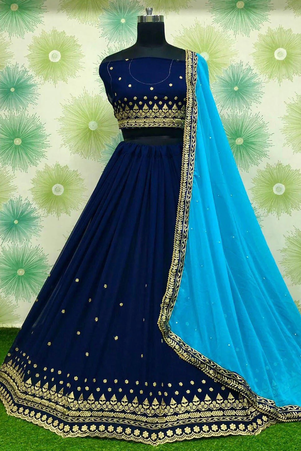 Blue Colour Georgette Embroidery Lehenga Choli LC1020143 1
