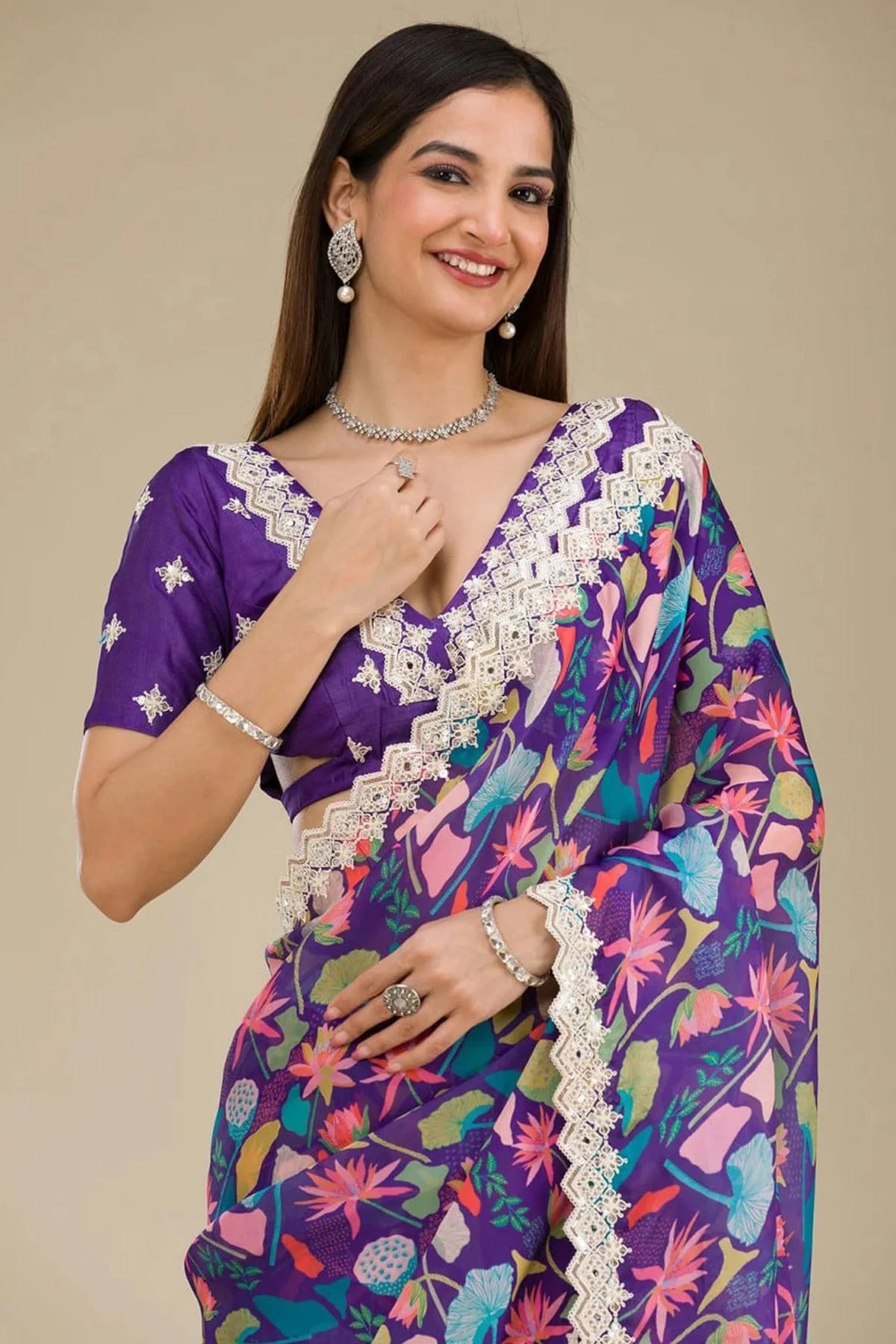 Blue Colour Georgette Printed Saree SD1112628 A