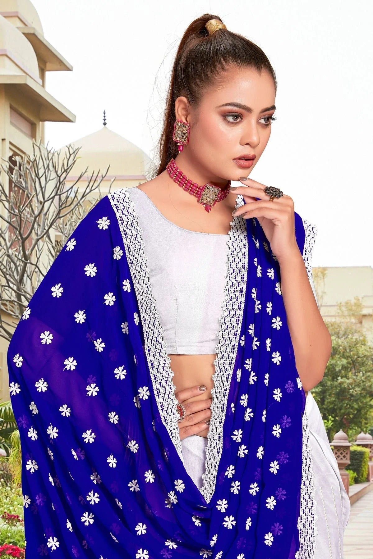 Blue Colour Georgette Saree SD1090943 A