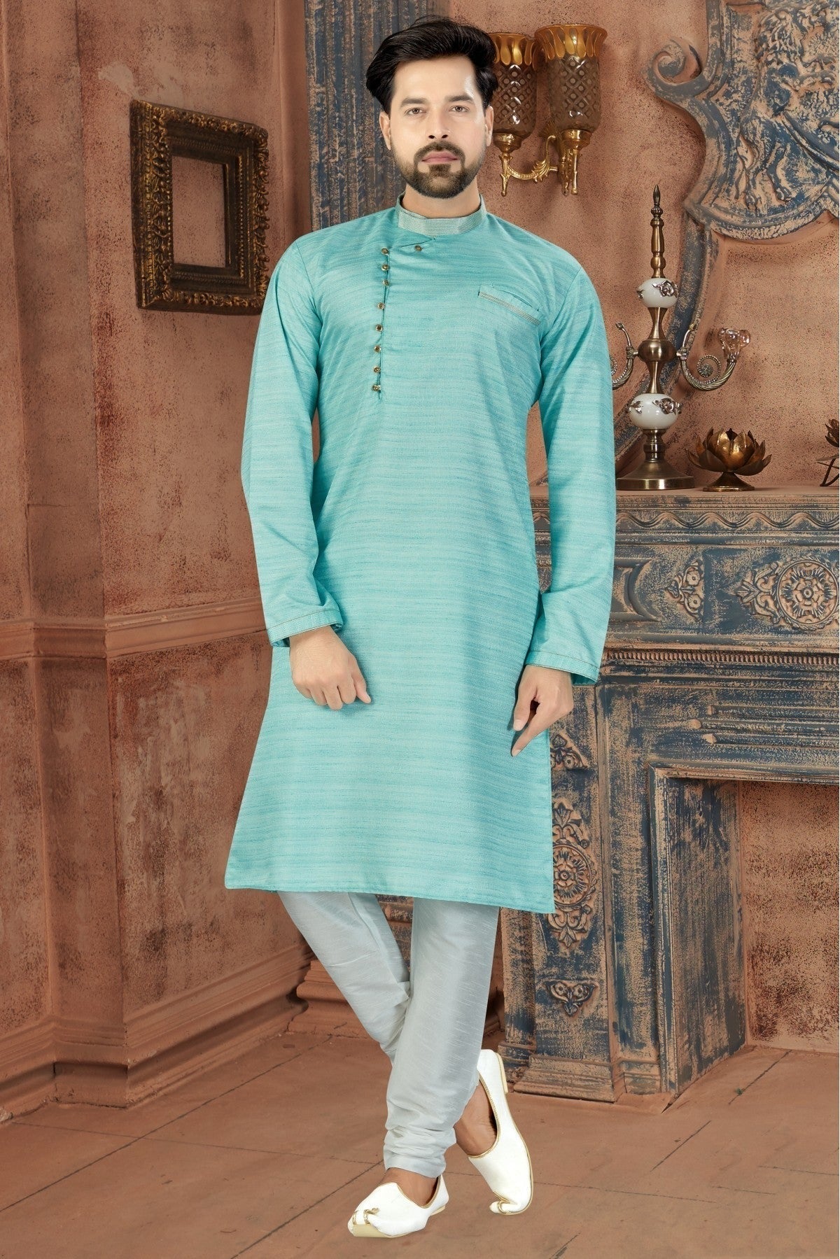 Blue Colour Kurta Pajama In Silk Fabric KP1040082