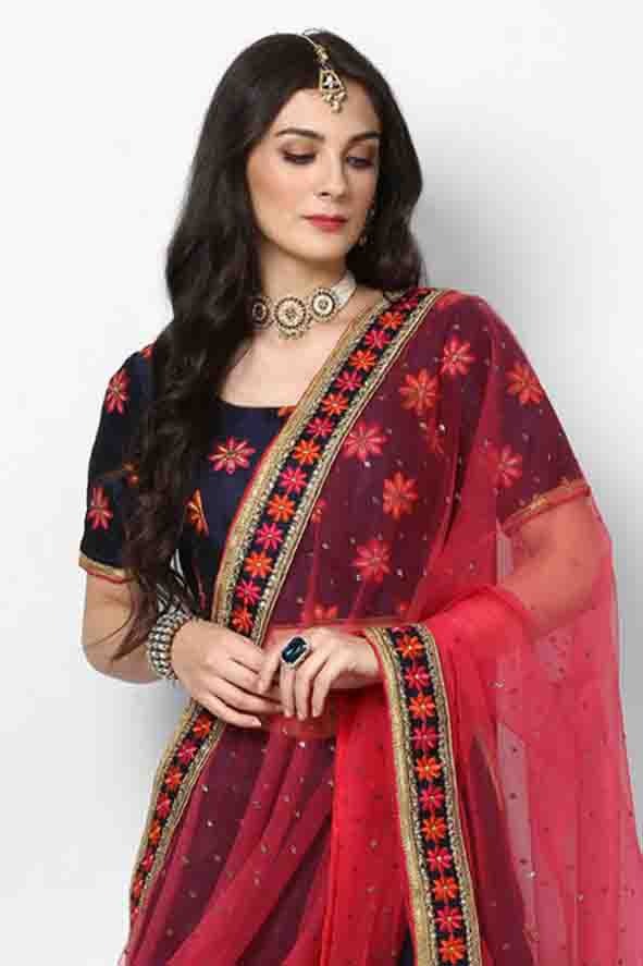 Blue Colour Malbari Silk Embroidery Lehenga Choli LC1080624 A