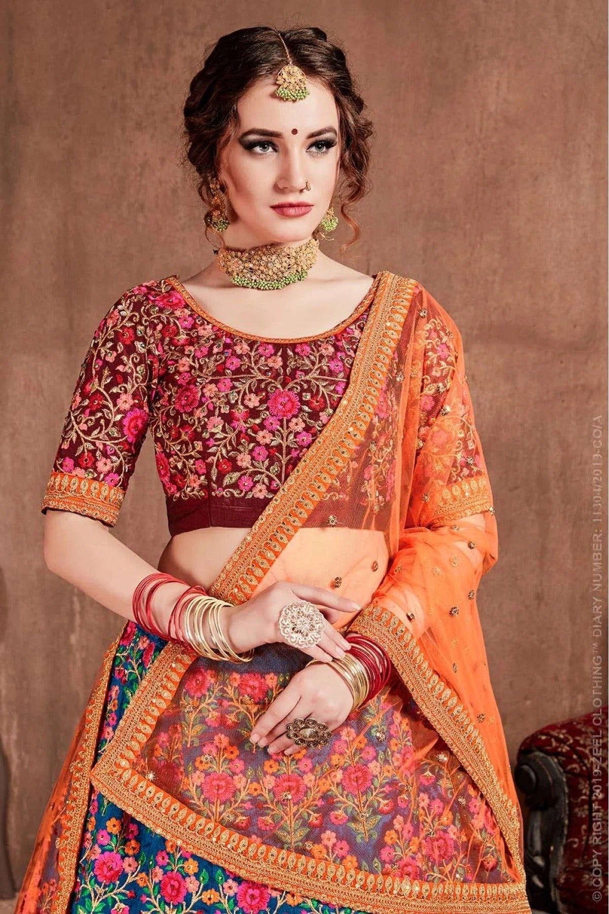 Blue Colour Mulberry Silk Lehenga Choli LC1010087 C