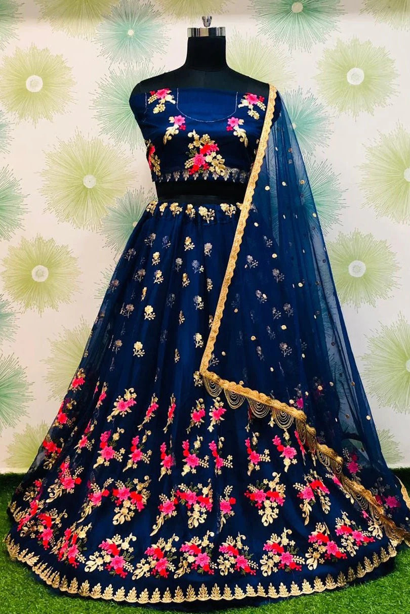 Blue Colour Net Lehenga Choli LC1020081 A