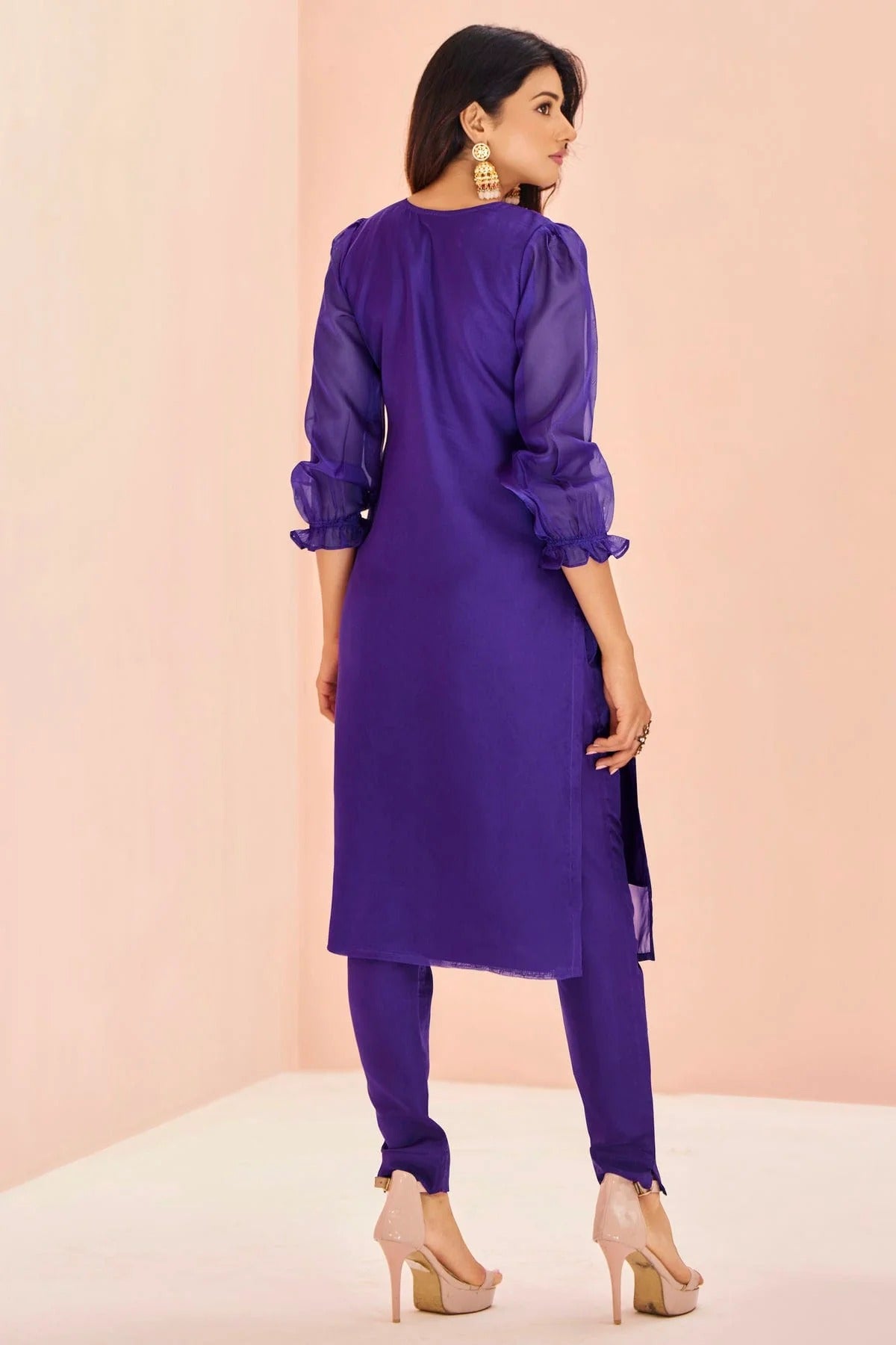 Blue Colour Organza Top and Bottom TP1080935 B