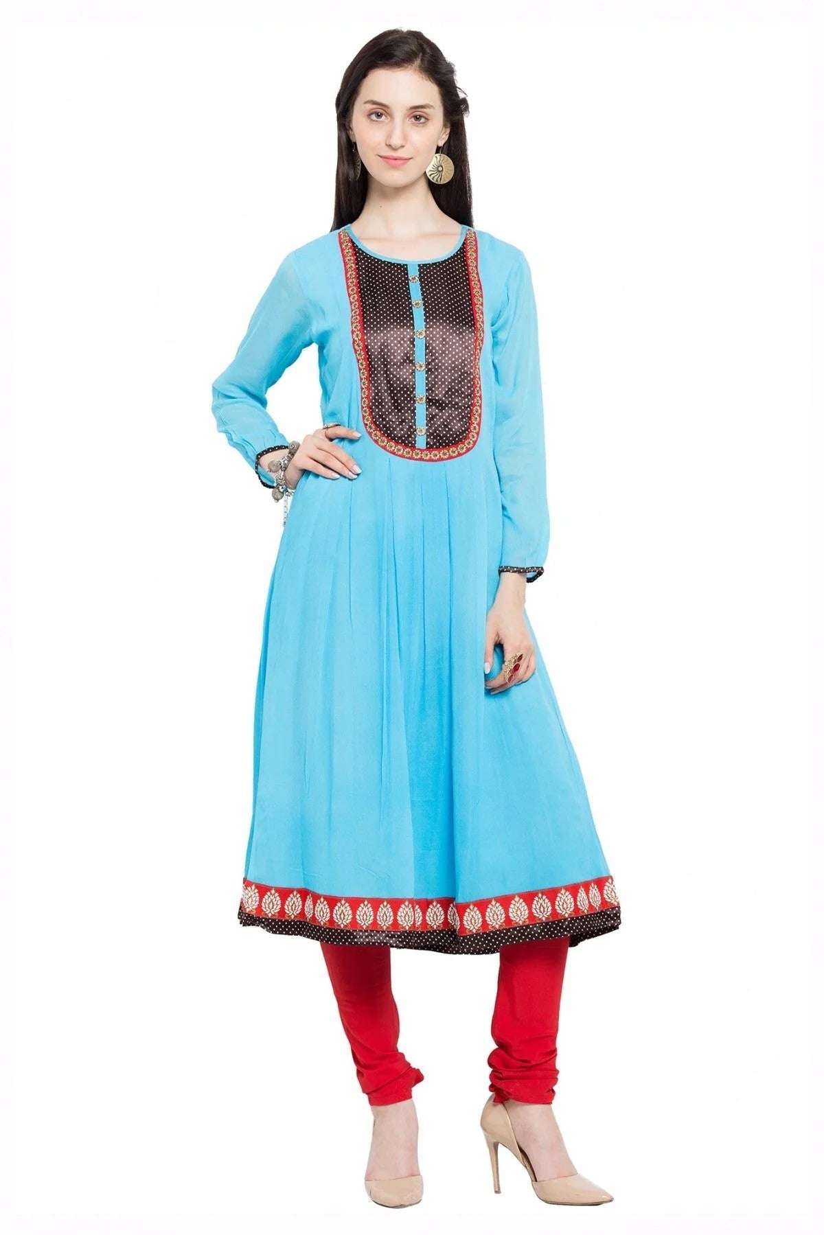Blue Colour Plus Size Faux Georgette Kurti KR1070404